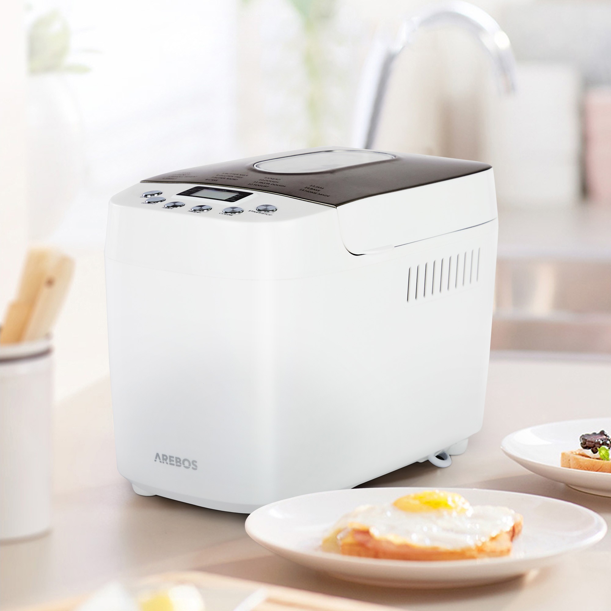 Arebos 1500g Bread Maker | With 15 Programs | 2 Kneading