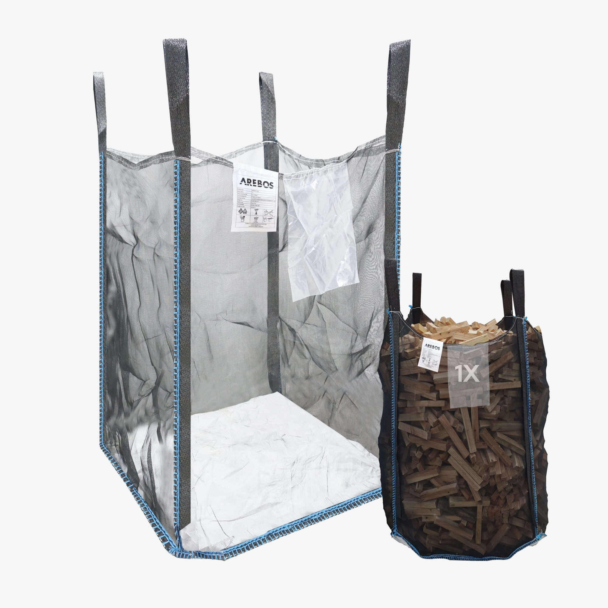Arebos 1x Premium wooden sack 100×100×160 cm Sturdy & tear-resistant bag for firewood Load capacity 1500 kg