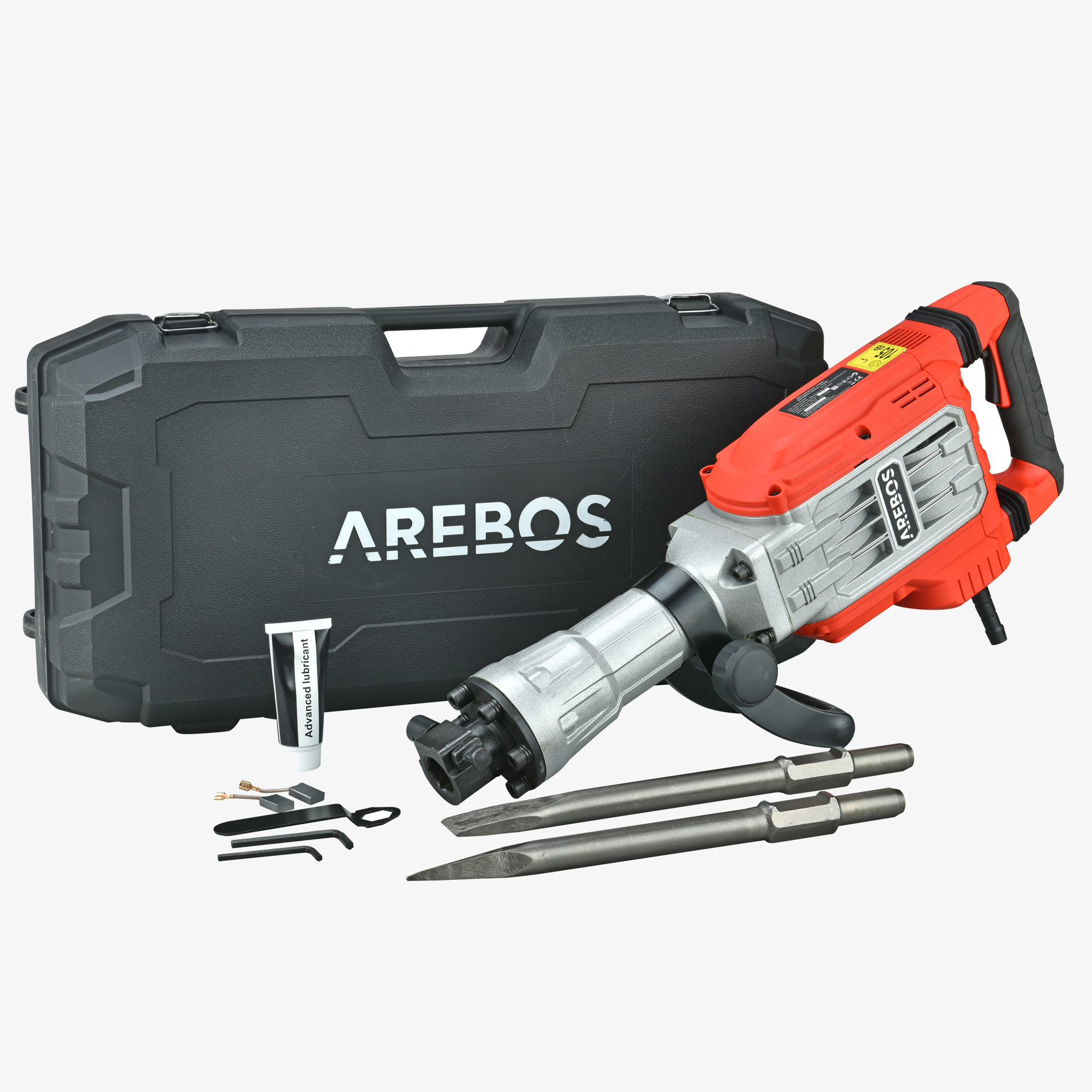Arebos Demolition Hammer Impact Hammer 1700W - 60 Joule - 1900 BPM - incl. Case with Wheels