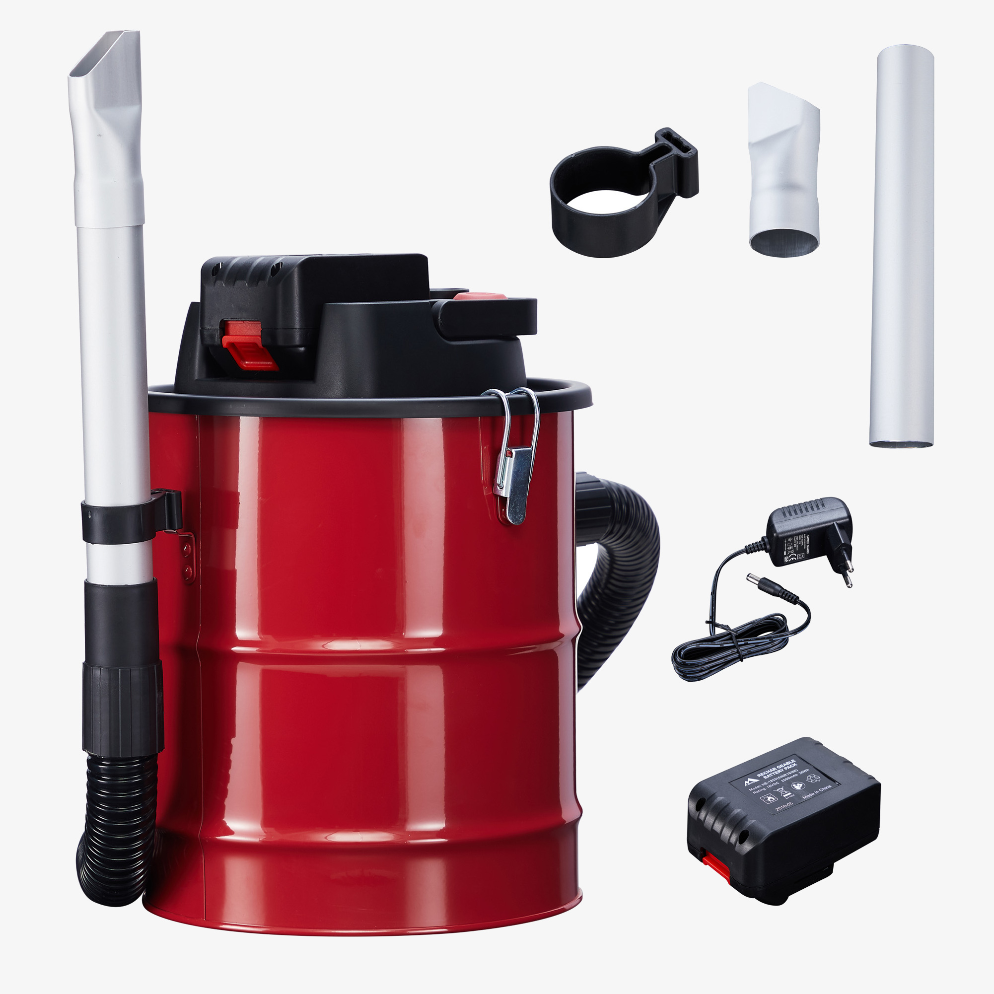 Arebos Ash vacuum cleaner with battery 140W -12L - fireplace, grill - incl. HEPA filter - Red/black