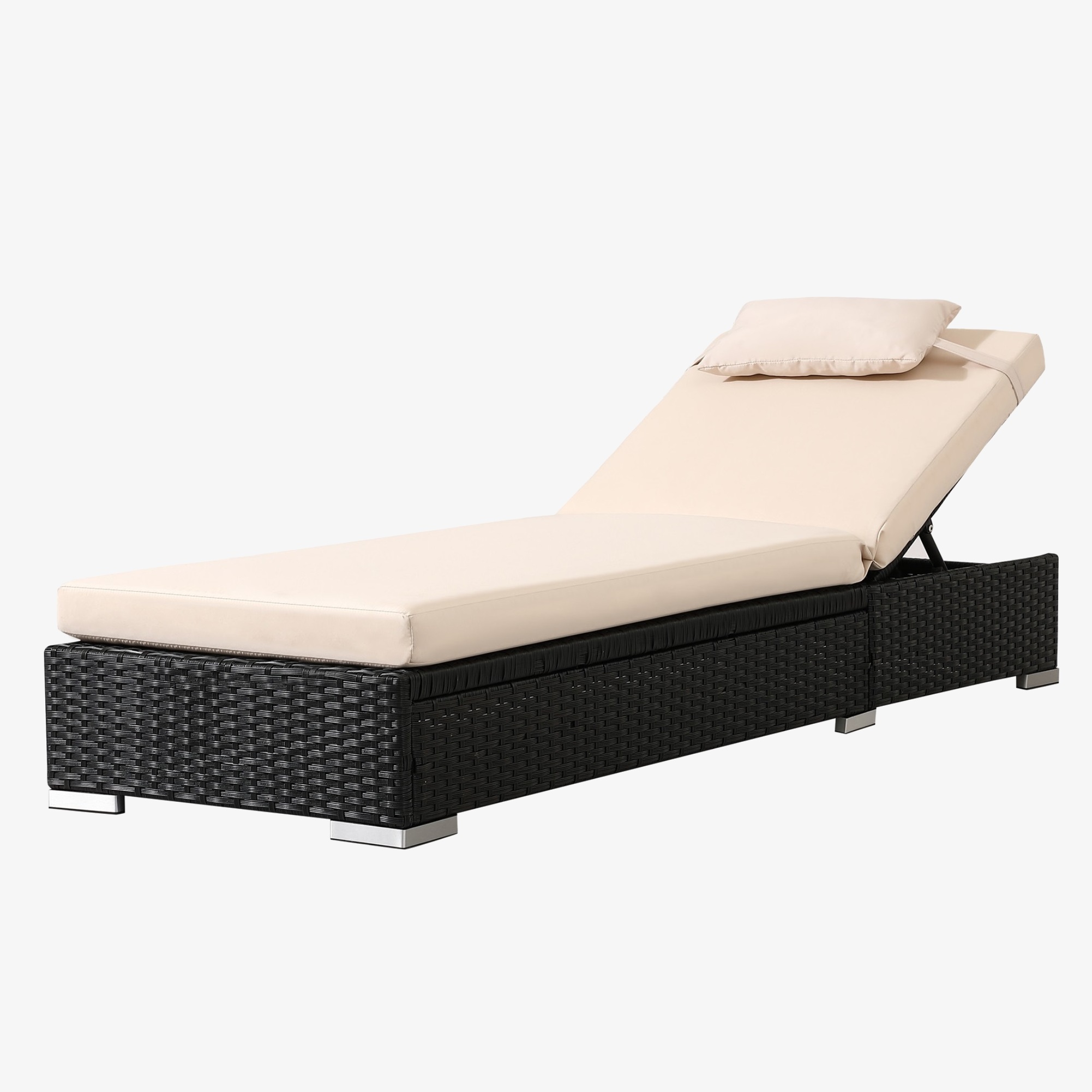 Arebos sun lounger 5-position height-adjustable | with cushion | loadable up to 160 kg | outdoor lounger 184 x 60 x 21 cm