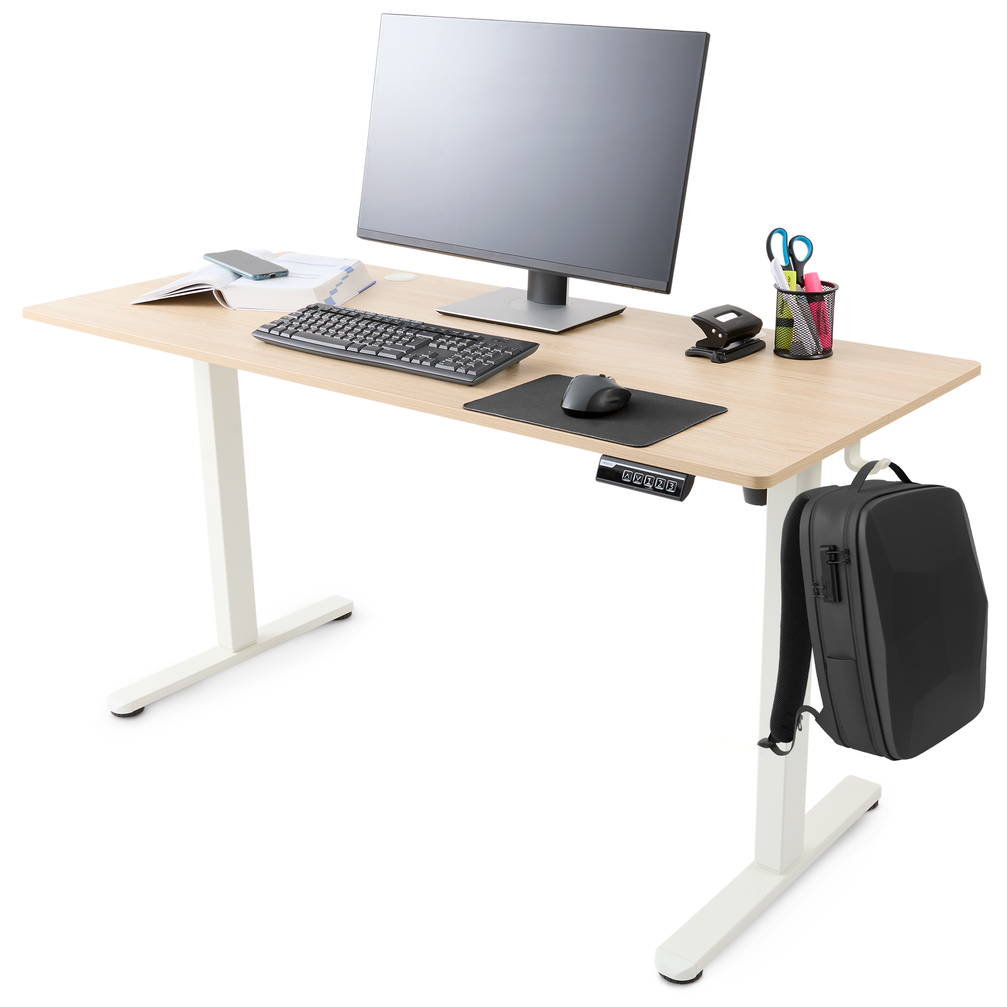 Arebos elektrisch höhenverstellbarer Schreibtisch 140x60 cm Memory-Funktion Verstellbarer Computertisch Steh-Sitz Tisch