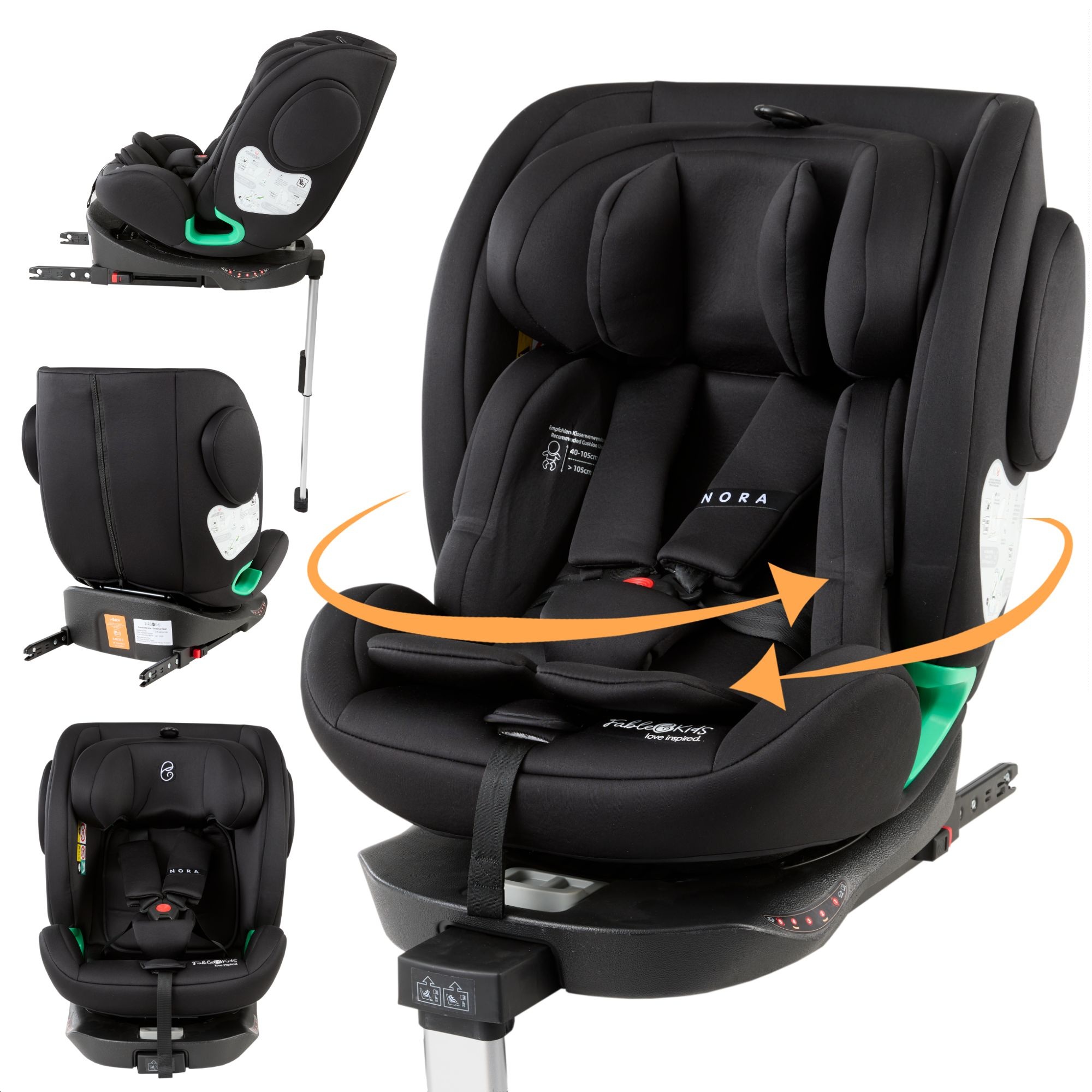 FableKids child car seat NORA i-Size - with Isofix 40-150 cm ECE R129/04, adjustable backrest and headrest, universal