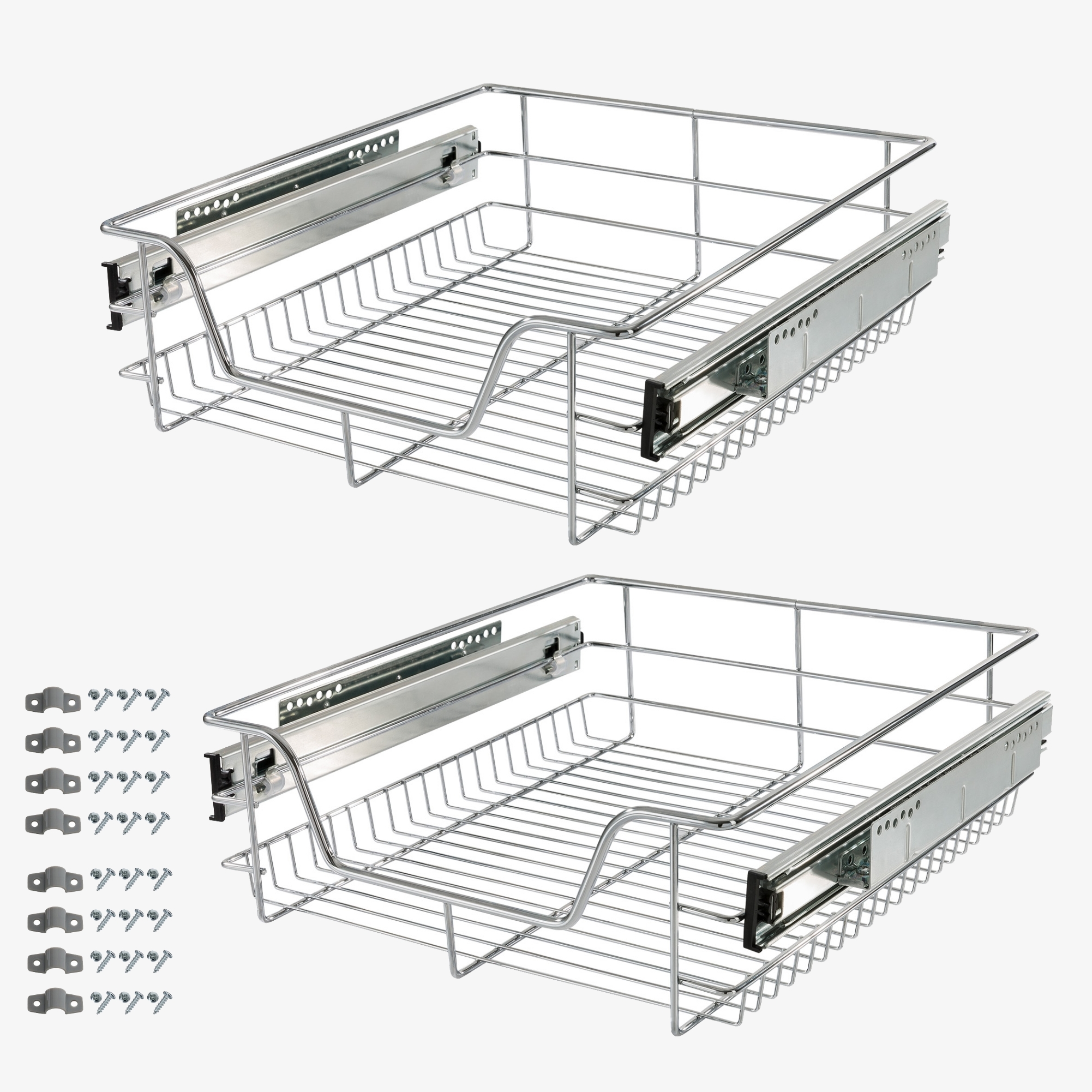 Arebos 2x telescopic drawer 50cm - Kitchen drawer Basket pull-out Cupboard pull-out