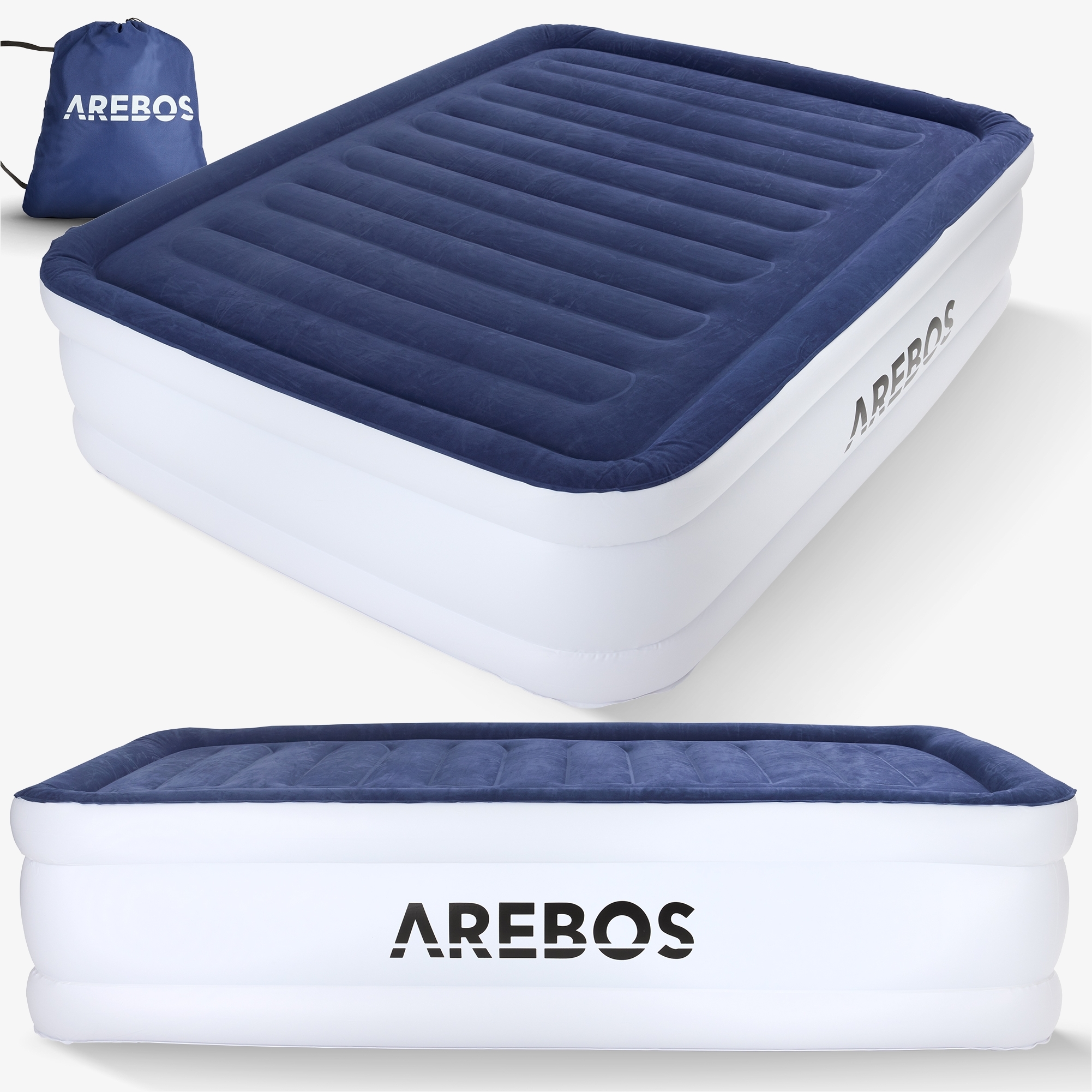 Arebos Inflatable Mattress Airbed Guest Bed with Electric Pump, incl. Bag,for 2 Person - 203 x 152,5 x 51cm