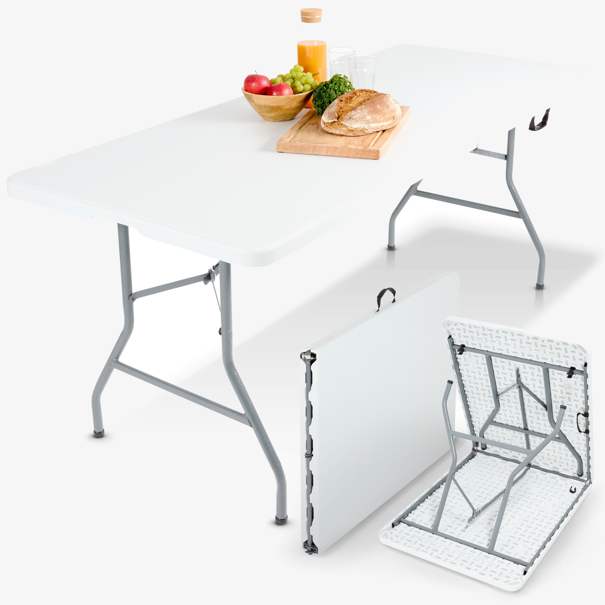 Arebos Folding Table - 182x74x74cm - Camping,Garden Party,easy to clean,foldable with handle