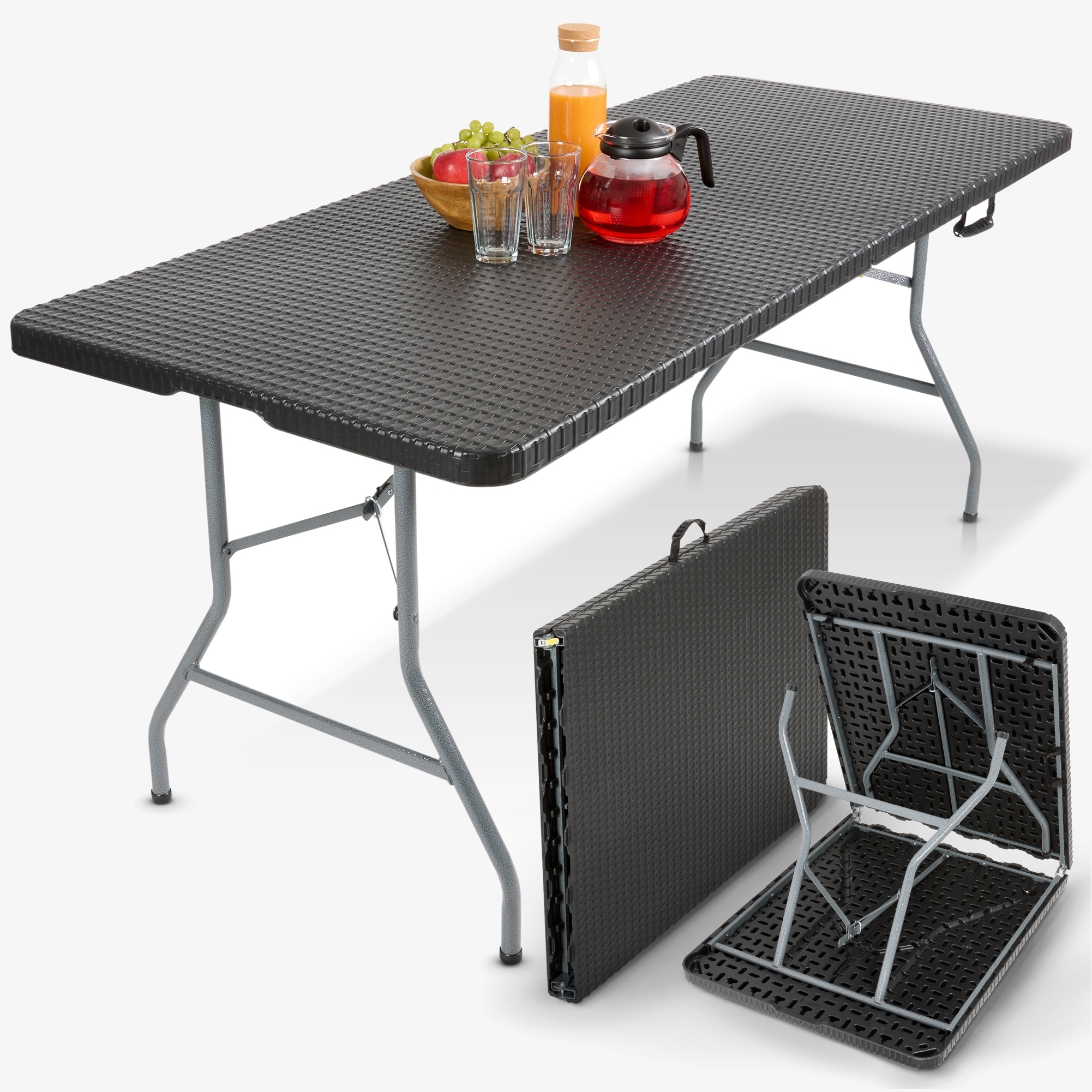 Arebos Folding Table - 182x74x74cm - Camping,Garden Party,easy to clean,foldable with handle