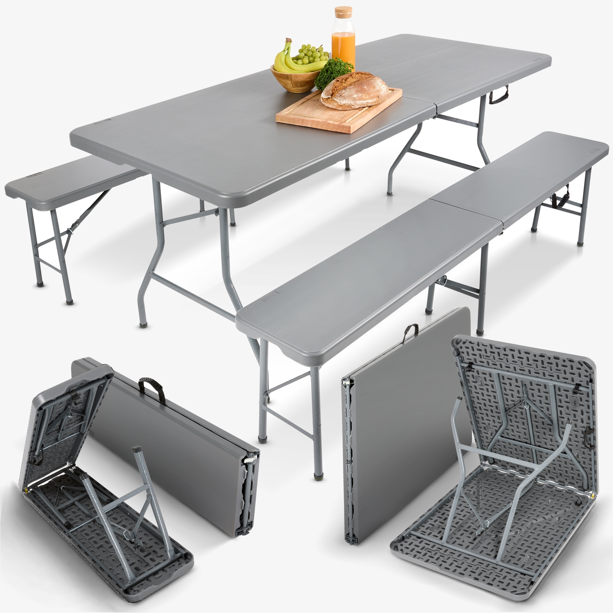 Arebos Beer Tent Set - Beer Table Set, Folding Table & 2x Folding Bench 183 cm