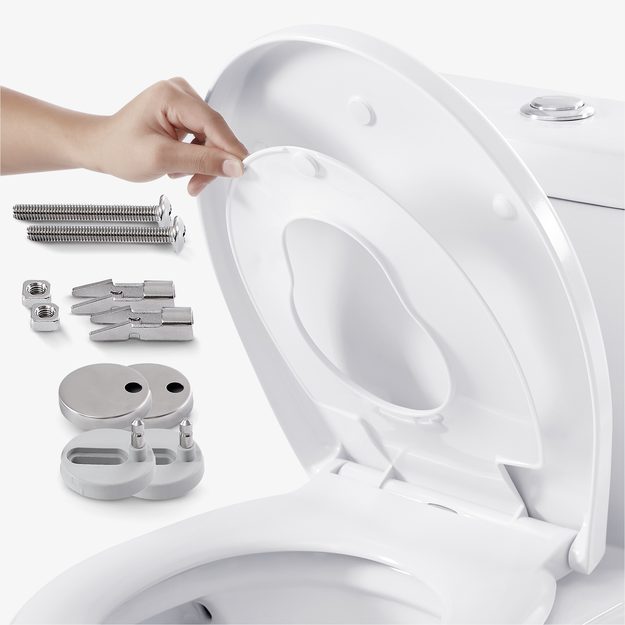 Arebos Oval toilet lid with child seat | soft-closing mechanism | antibacterial in accordance with ISO 22916