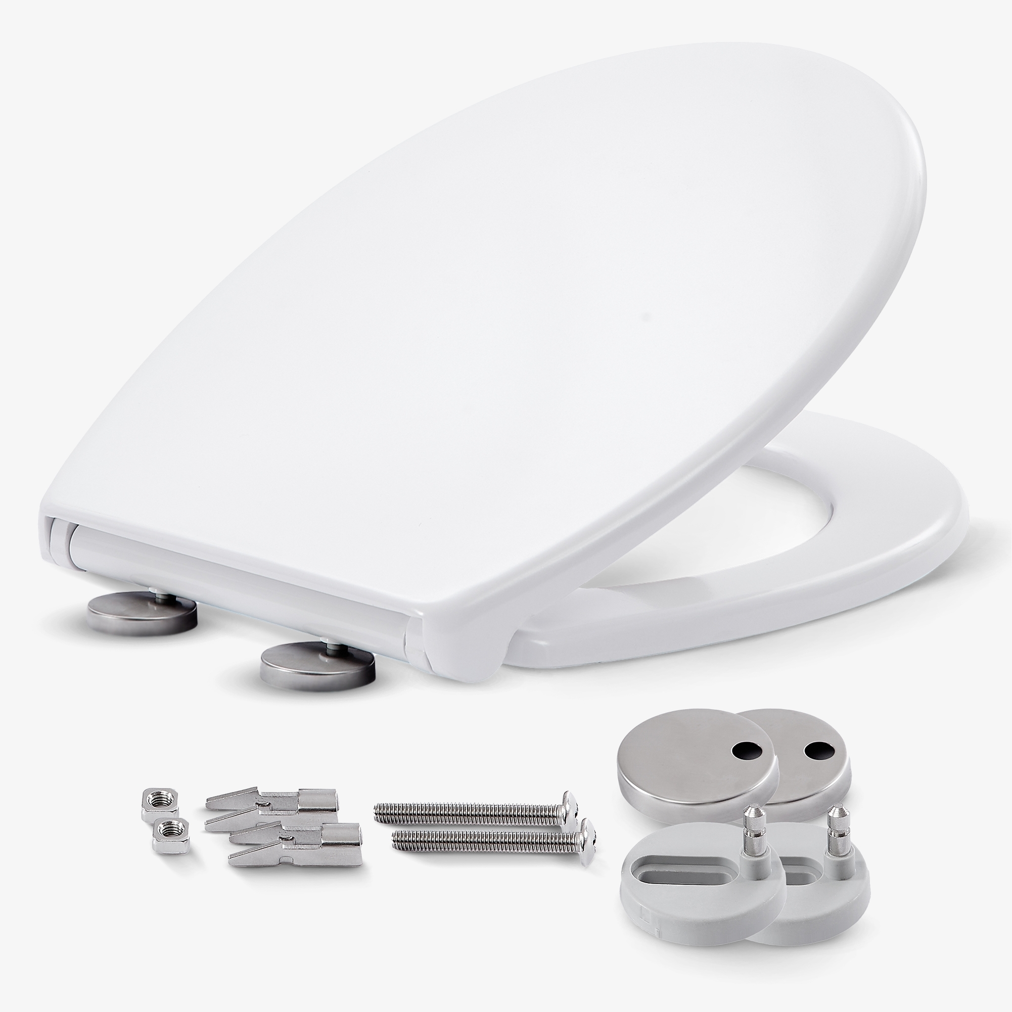 Arebos Oval toilet lid with rubber stopper Soft-close mechanism Antibacterial in accordance with ISO 22916