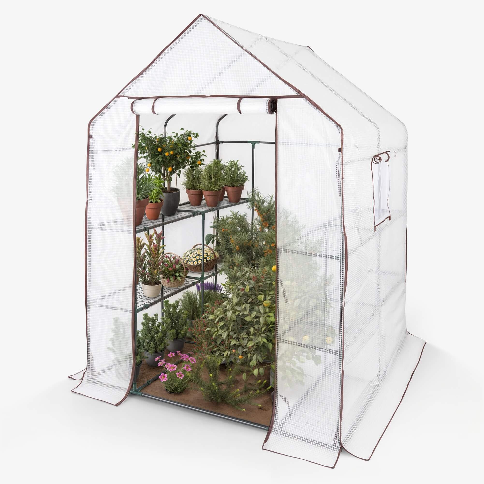 Arebos foil greenhouse 143 x 143 x 195cm | weatherproof, UV-resistant | zip access | ventilation window | portable