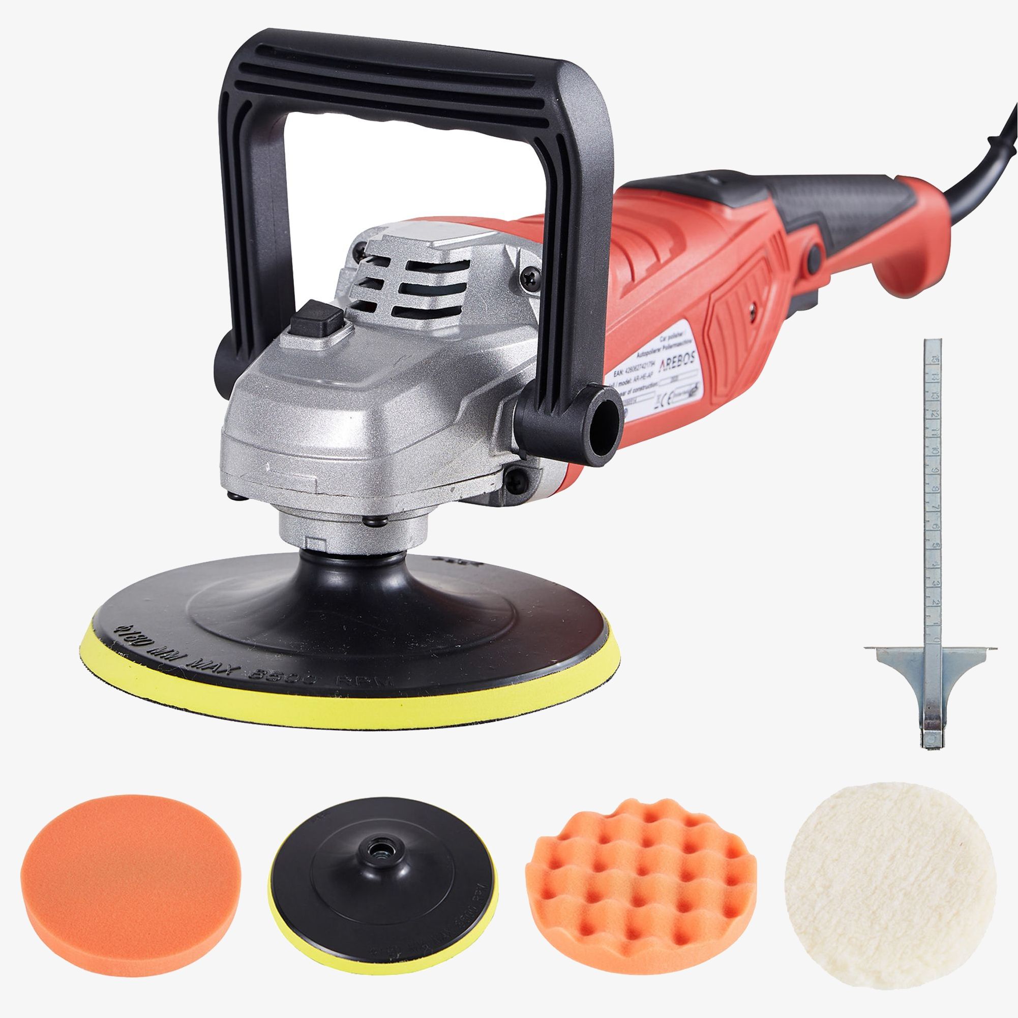 Arebos Polishing machine 2100W - car paint sander, 4 attachments, plate Ø180mm, incl. accessories