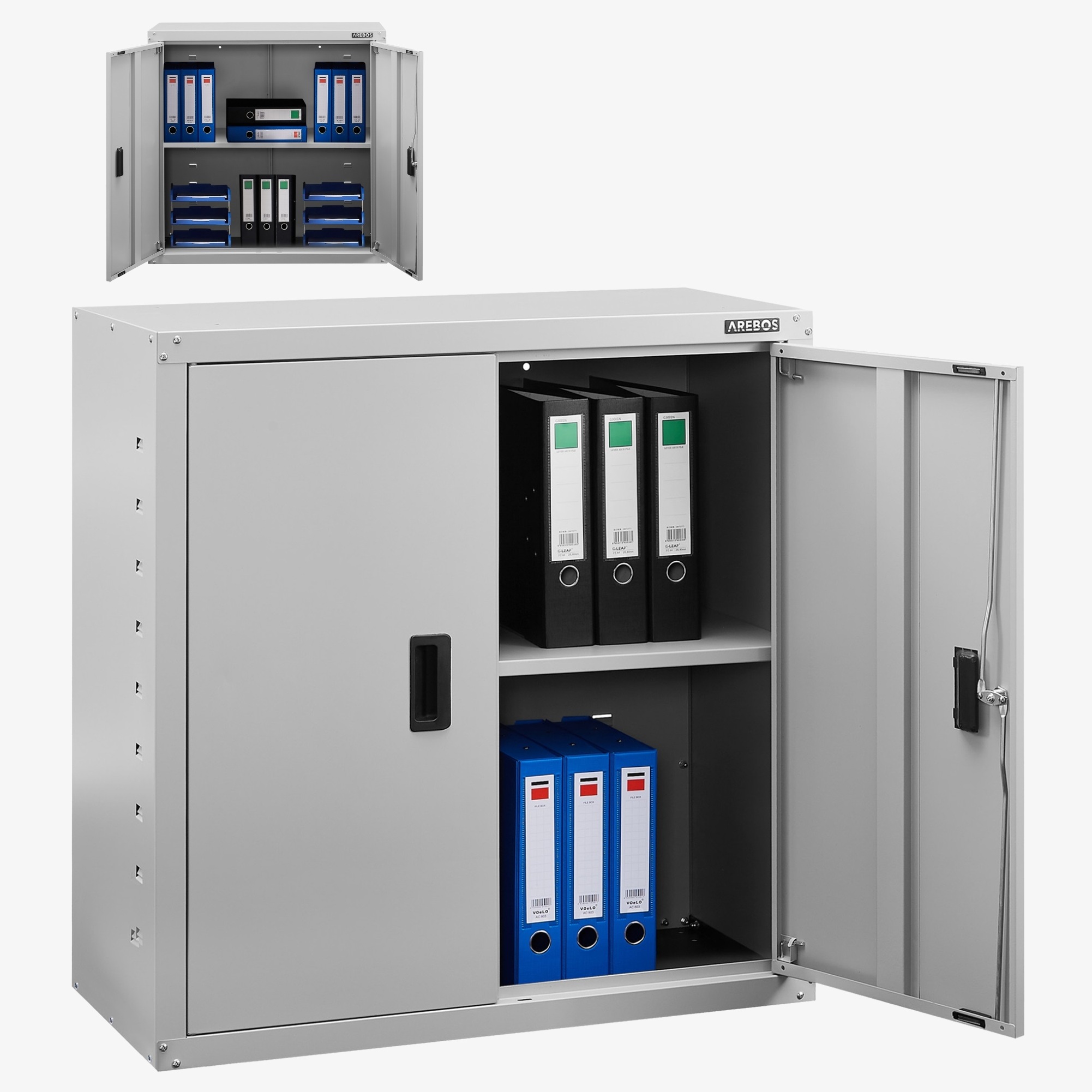 Arebos Filing cabinet Office cabinet - 90x40x90cm,2 doors,height adjustable shelf