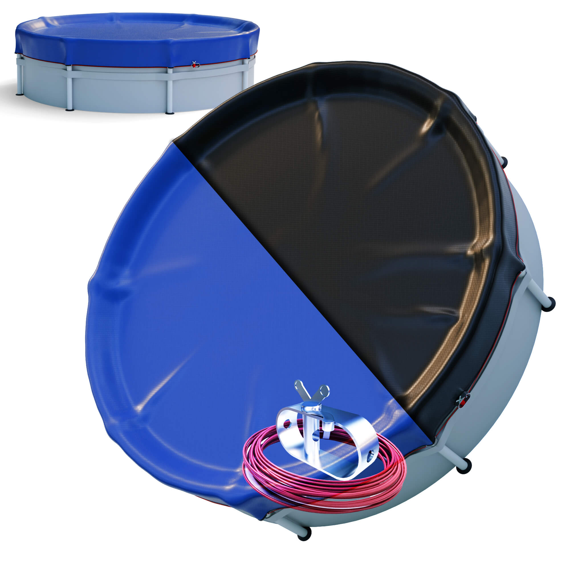 Arebos Pool Cover Round Ø520 cm 2-in-1 Pool Tarpaulin Summer & Winter Cover for Swimming Pools Solar Tarpaulin