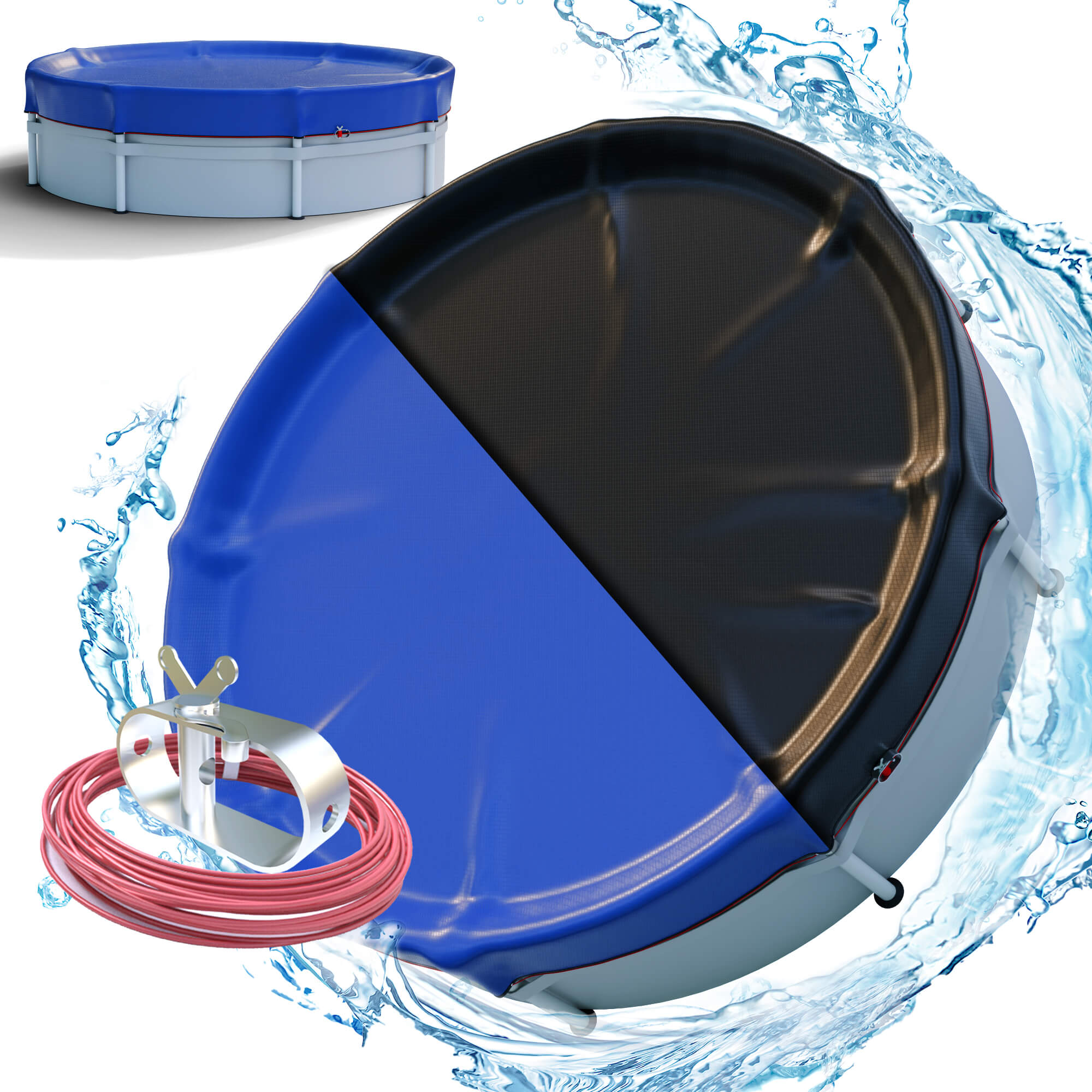 Arebos Pool Cover Round Ø420 cm 2-in-1 Pool Tarpaulin Summer & Winter Cover for Swimming Pools Solar Tarpaulin