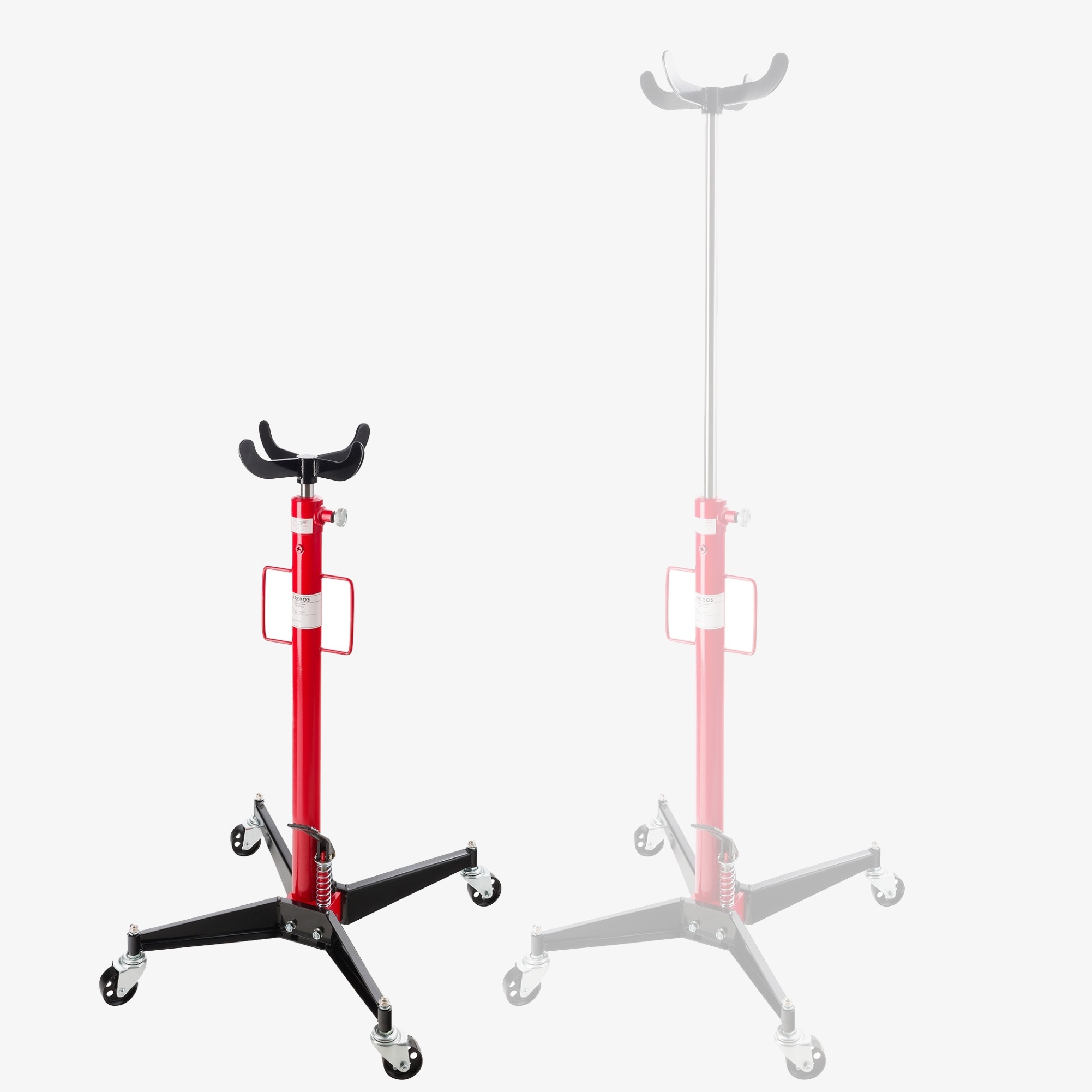 Arebos Gear transmission jack 500kg, 4 swivel castors, infinitely variable,hydraulic,105-185cm