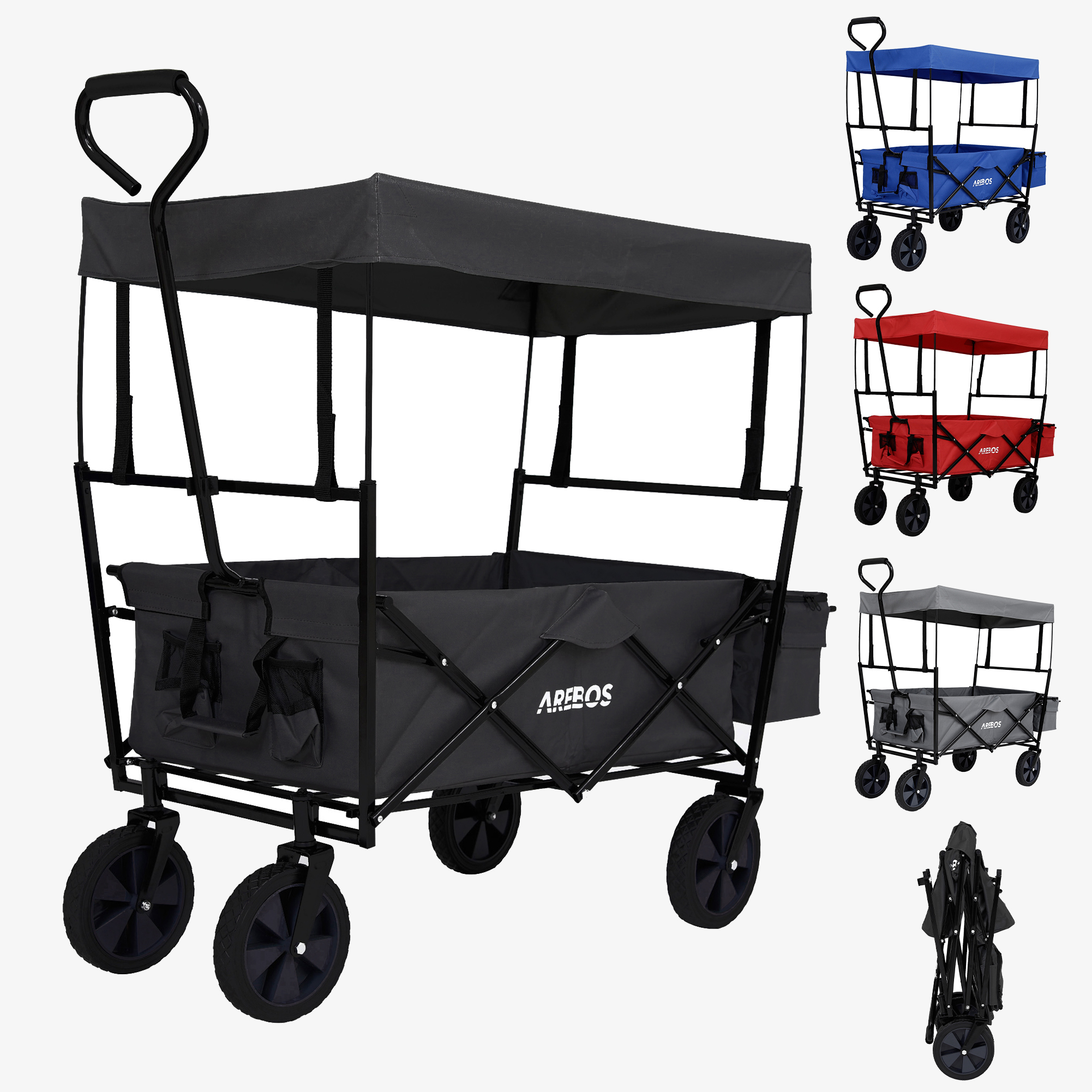 Arebos Utility wagon Eco - foldable with roof,XXL bag,up to 80kg,Large wheels