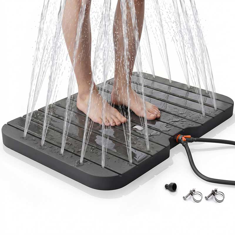 AREBOS outdoor floor shower garden pool sauna camping non-slip weather-resistant 150 kg foot pedal black