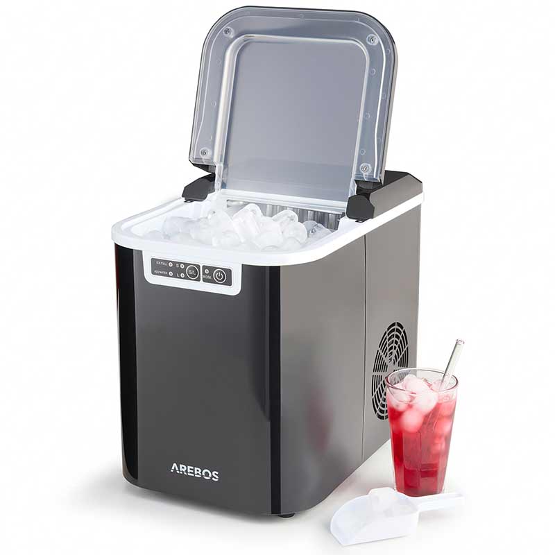 Arebos ice cube maker 2.2L - 2 cube sizes,LED display,timer,12kg in 24hrs.