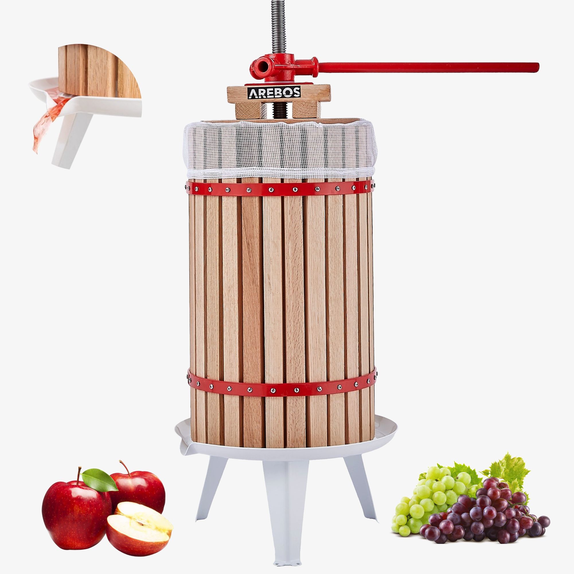 Arebos Manual fruit press 30 L Juice press for juices from own production