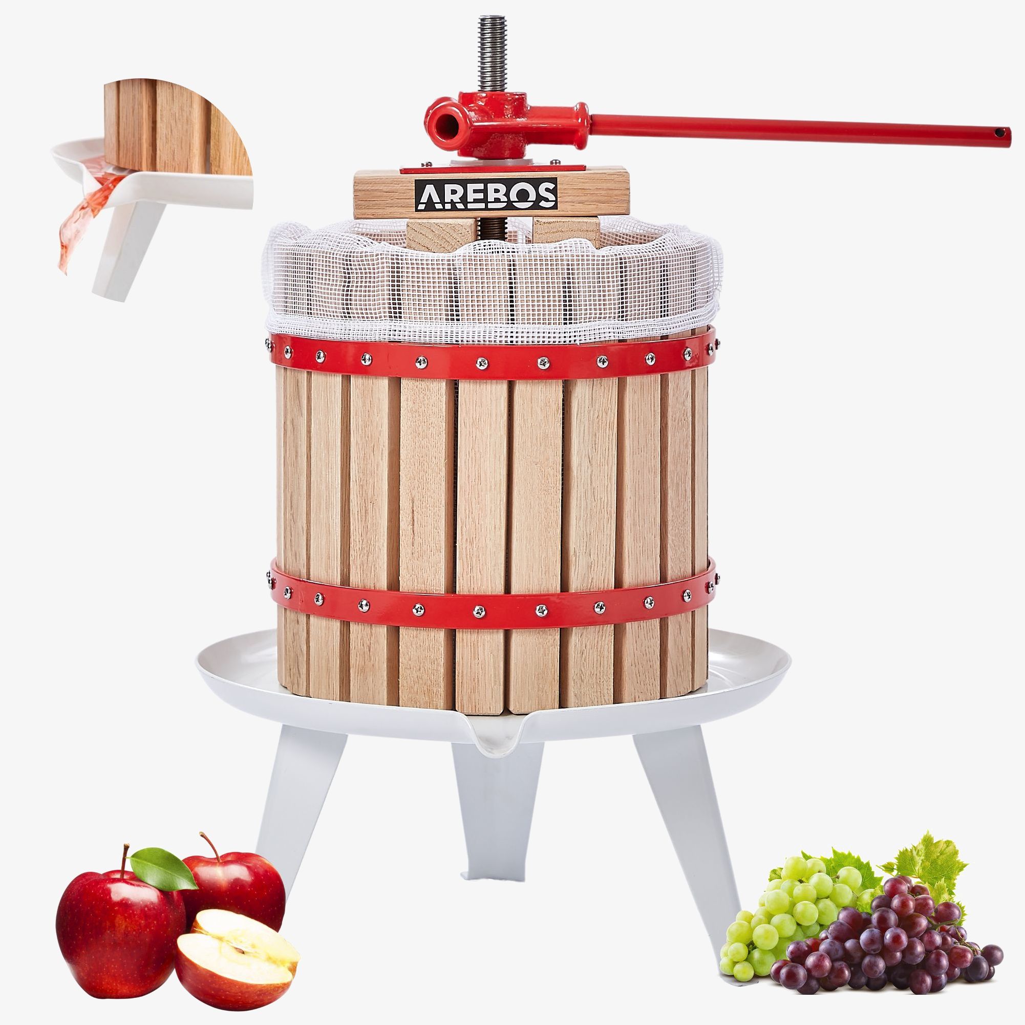 Arebos Manual fruit press 12 L Juice press for juices from own production