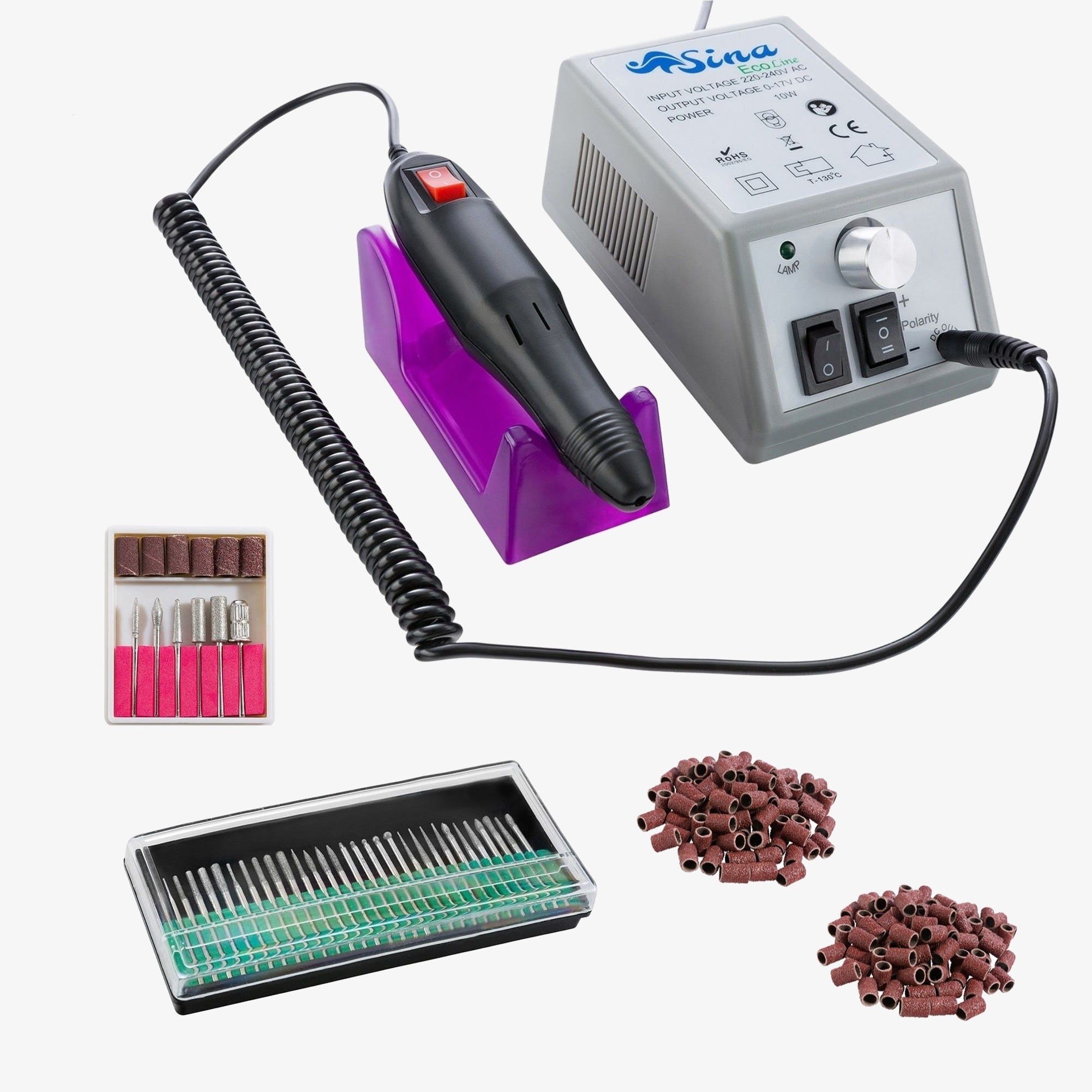 SINA Nail Drill Set,File,with Accessories, Gel, Acrylic & Natural Nails - Black