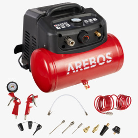 Arebos Air compressor 6L, power 1200W, 8 Bar, vertical incl. 13-piece accessories
