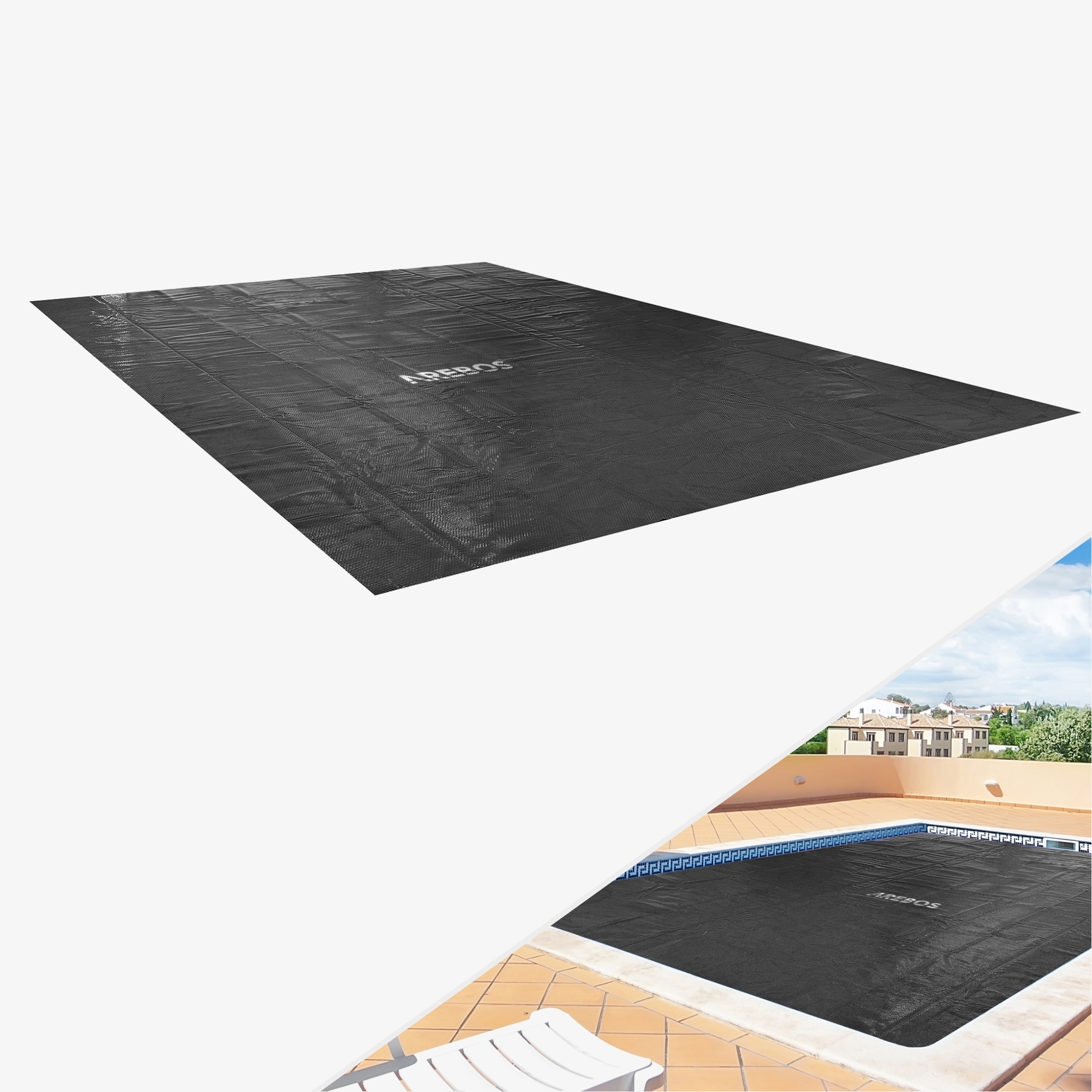 Arebos Pool Solar Foil/Cover - Solar Cover rectangular 3x2 m,Thickness 120μm,can be cut to size