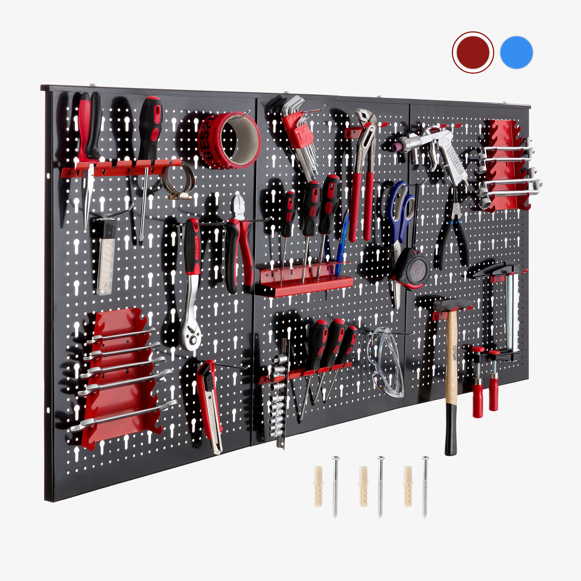 Arebos Tool wall 17 pcs. - 120x60x2cm, perforated wall, metal incl. holder & mounting material