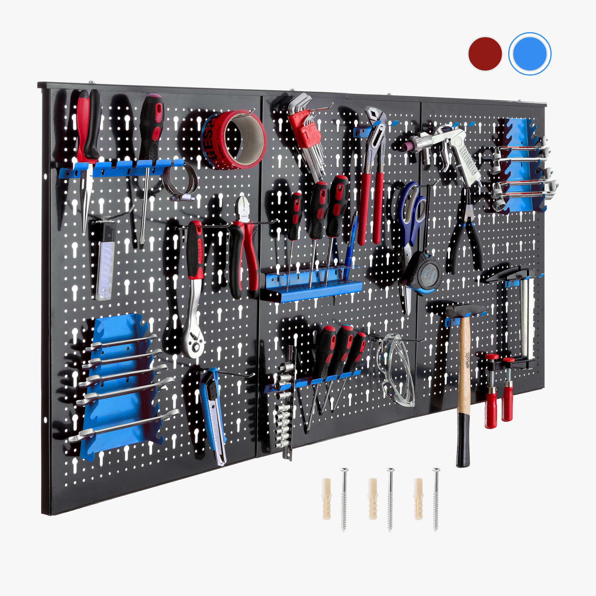 Arebos Tool wall 17 pcs. - 120x60x2cm, perforated wall, metal incl. holder & mounting material