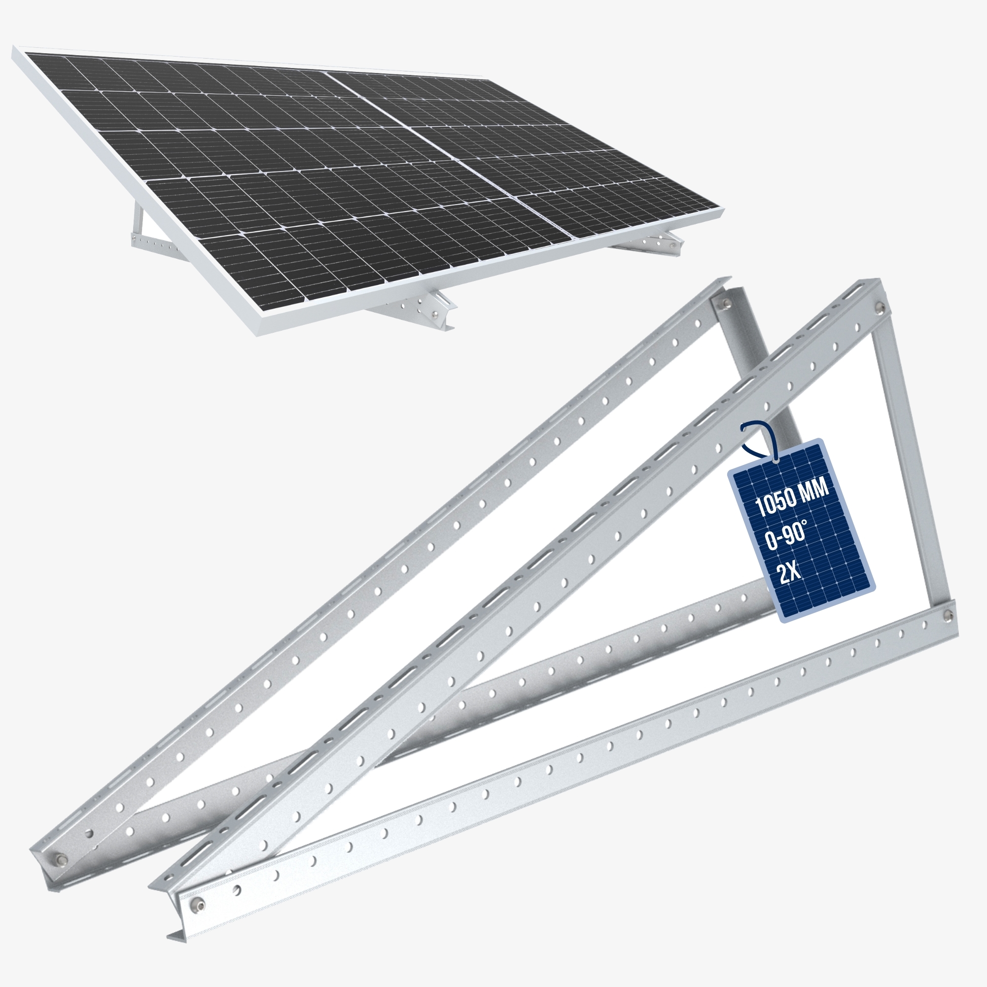 NuaSol - Adjustable solar panel bracket 1050mm - 0-90° - weatherproof aluminium, incl. screw set