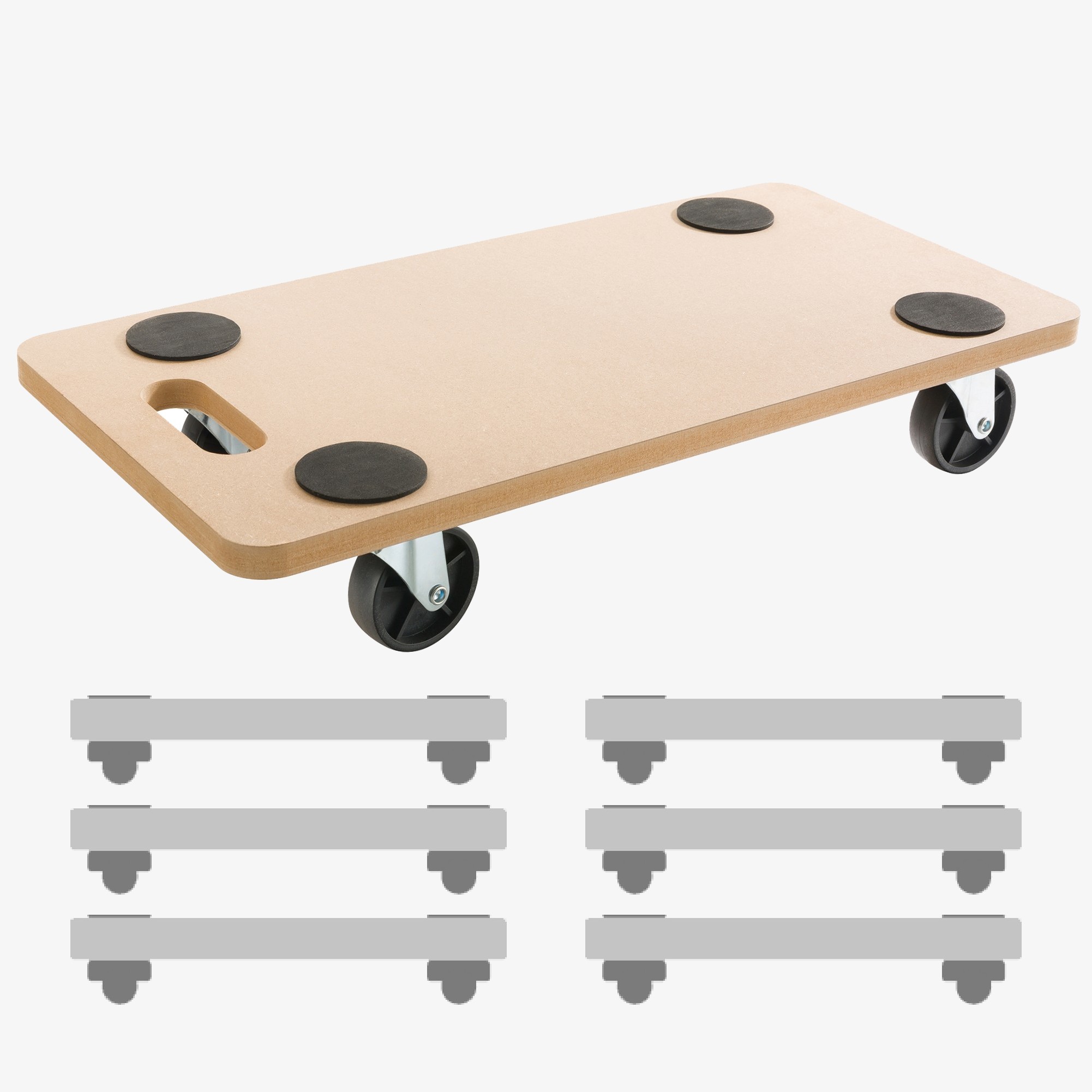 Arebos Rolling board furniture dolly transport aid - load capacity 200kg,incl.rubber pads - 6 pieces