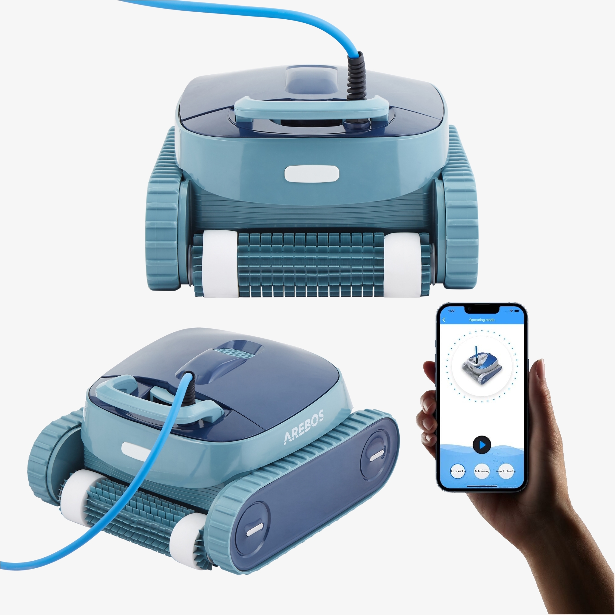 Arebos Pool robot Poolrunner vacuum cleaner Pool robot fully automatic with APP