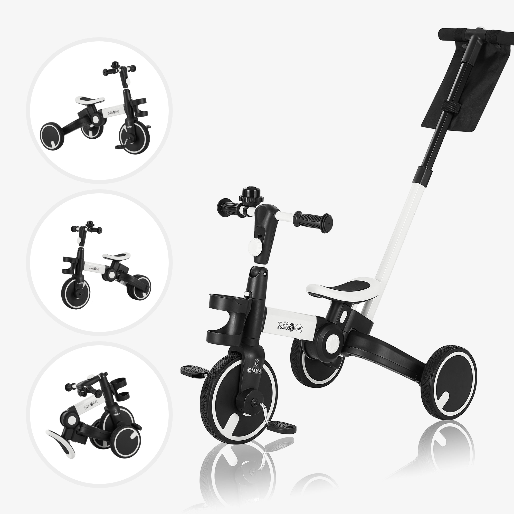 FableKids 7-IN-1 multifunctional tricycle Incl. extensive accessories Folding system