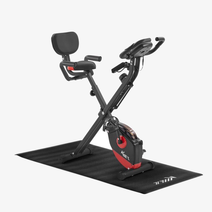 KM-Fit Exercise Bike Fitness Bike with Power Ropes,up to 100kg,16resistancelevels,Magentbrake