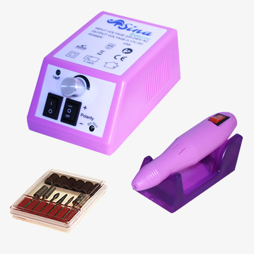 SINA Nail cutter Manicure grinder Kit Eco line Pink - Electric nail file with 6 bits