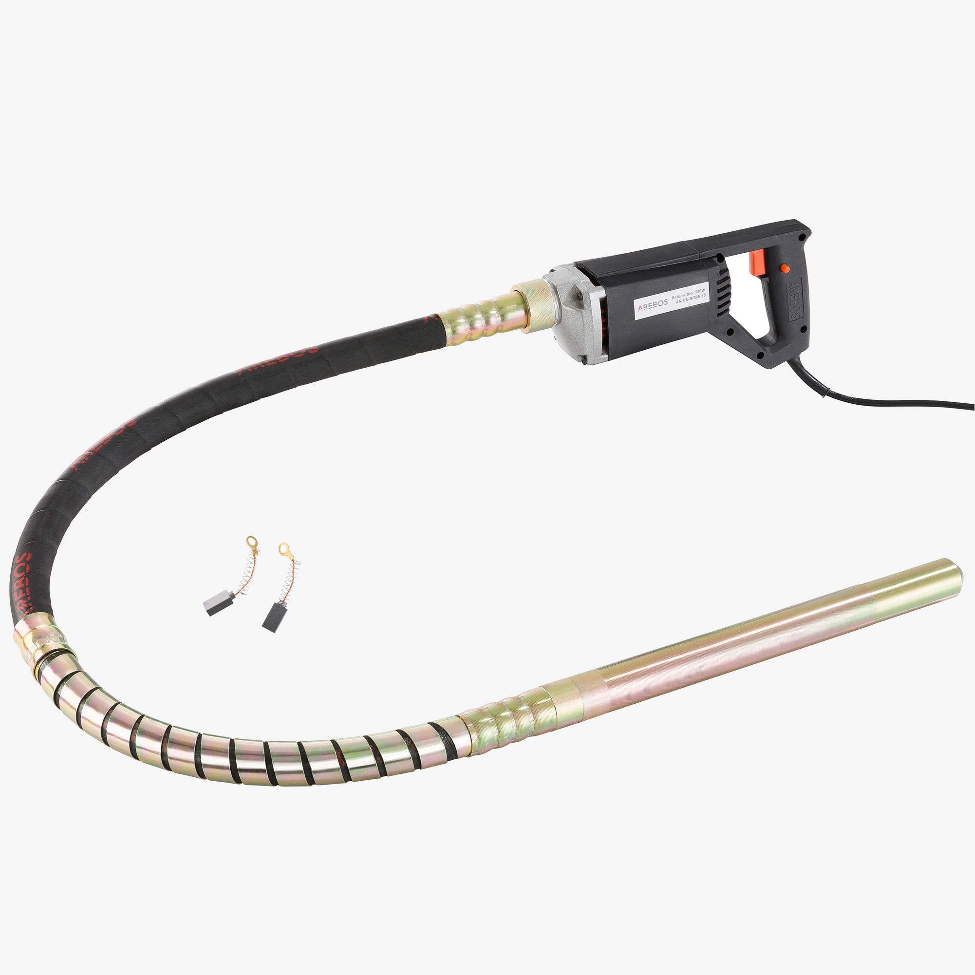 Arebos concrete vibrator with vibrating bottle 580W, electric, cable length 1,5M, flexible shaft