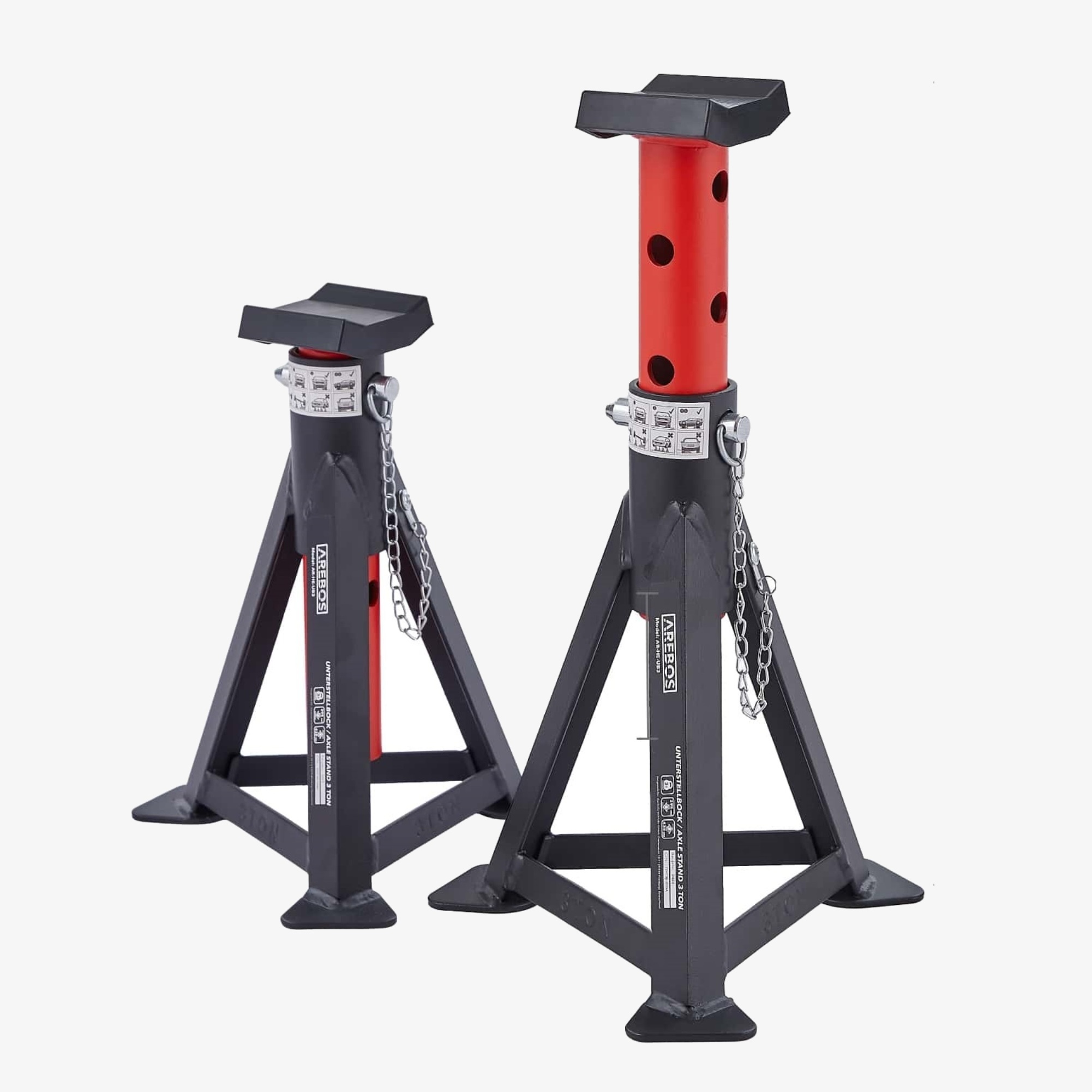 Arebos 2 pcs. jack stands 3T with safety cotter pin and rubber pads