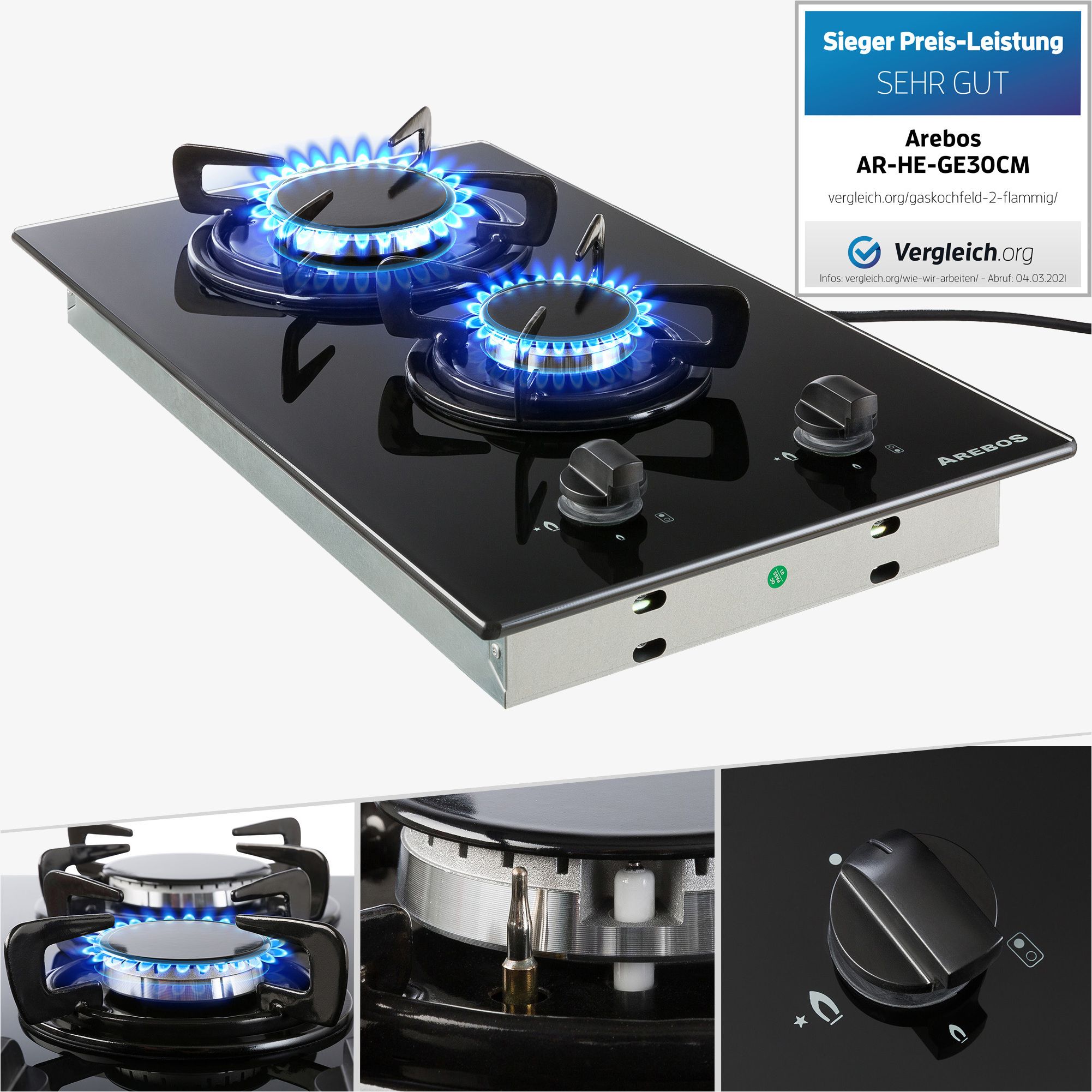 Gas Hob Glas Ceramic 2 Zones 4252023100632 Cooking hob