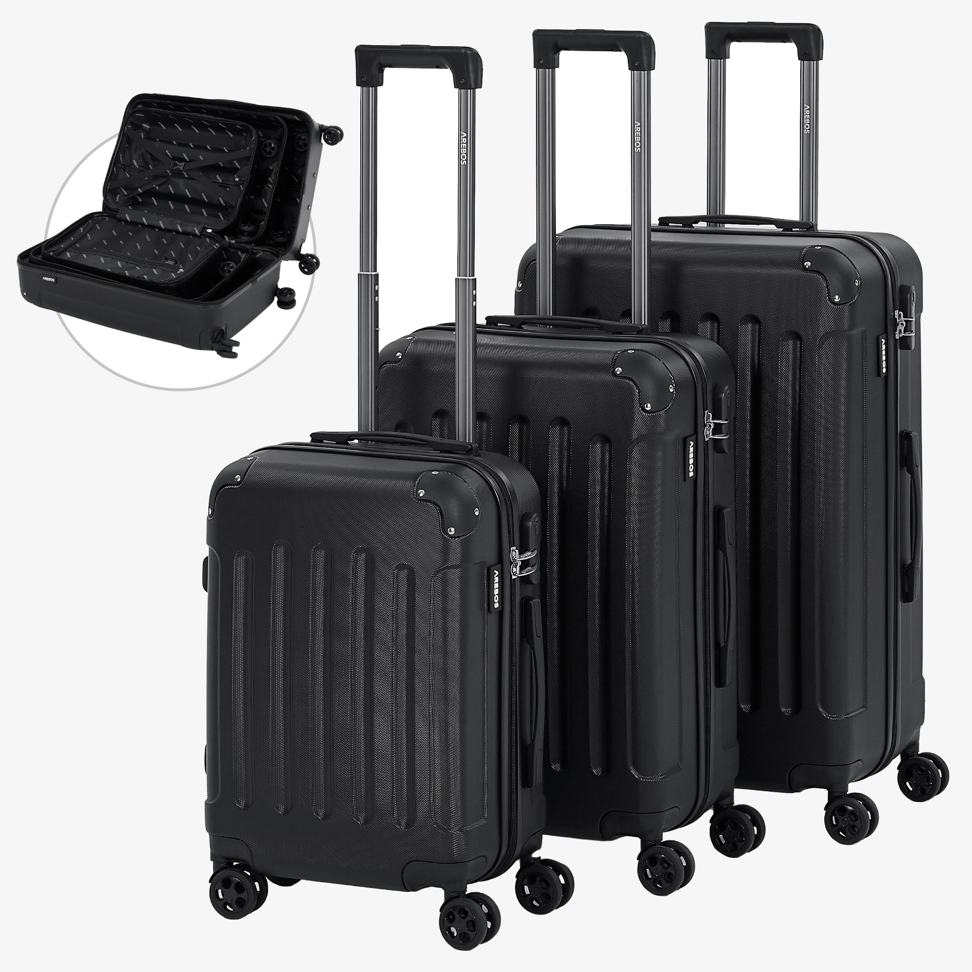 Three piece suitcase outlet