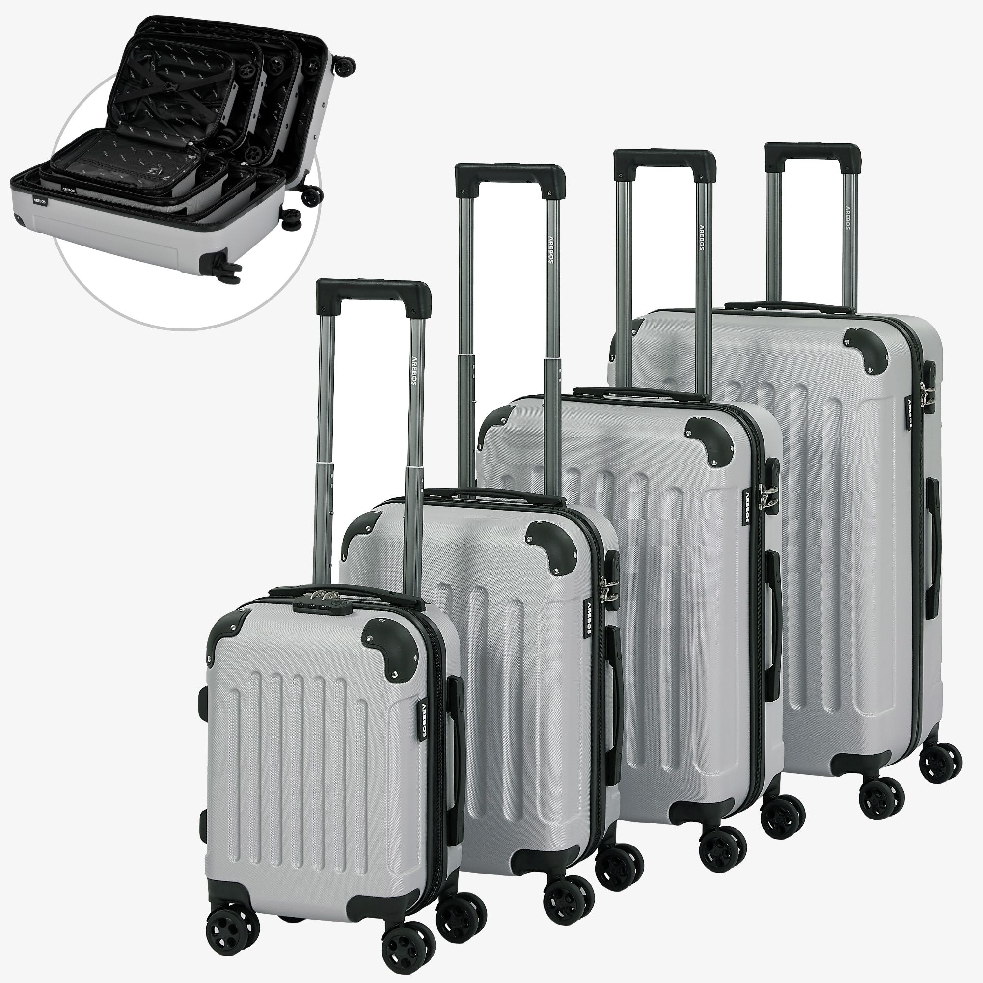 Silver 2025 suitcase set