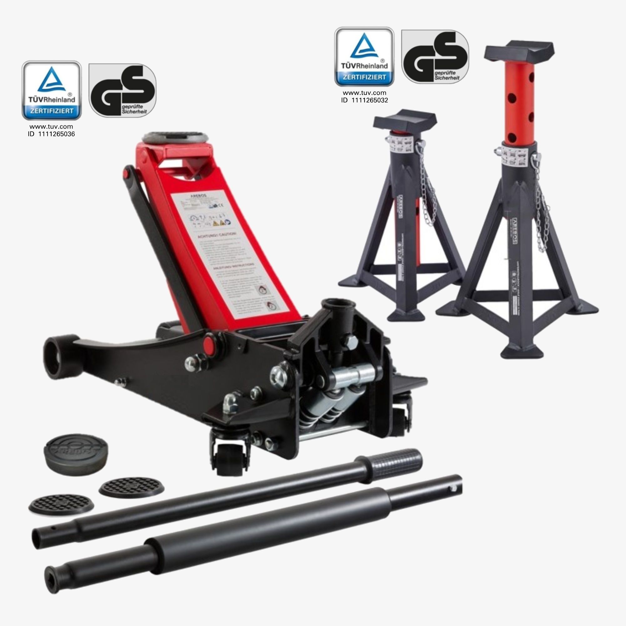 Jack with 3 supports 2x jack stands 4252023110006 Transmission Car Jacks