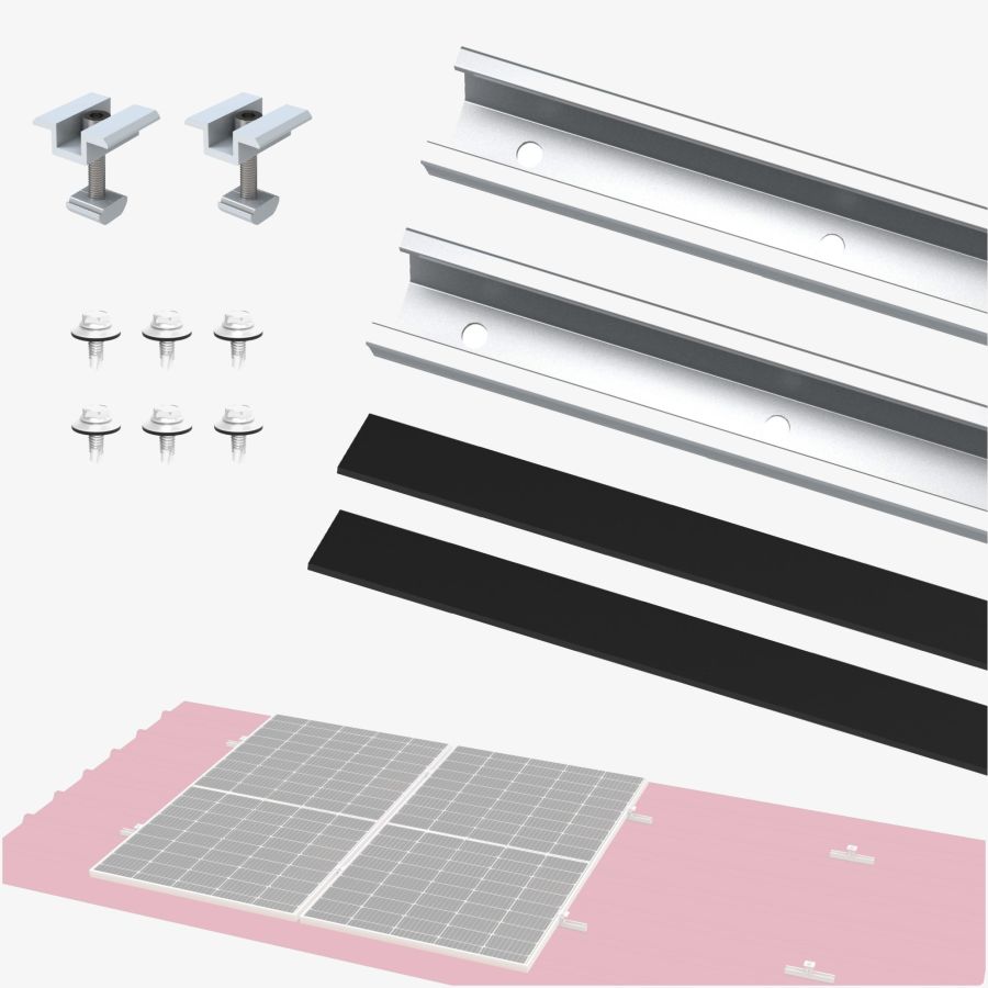 Trapezoidal sheet metal roof mounting set U-profile 20cm - extension set