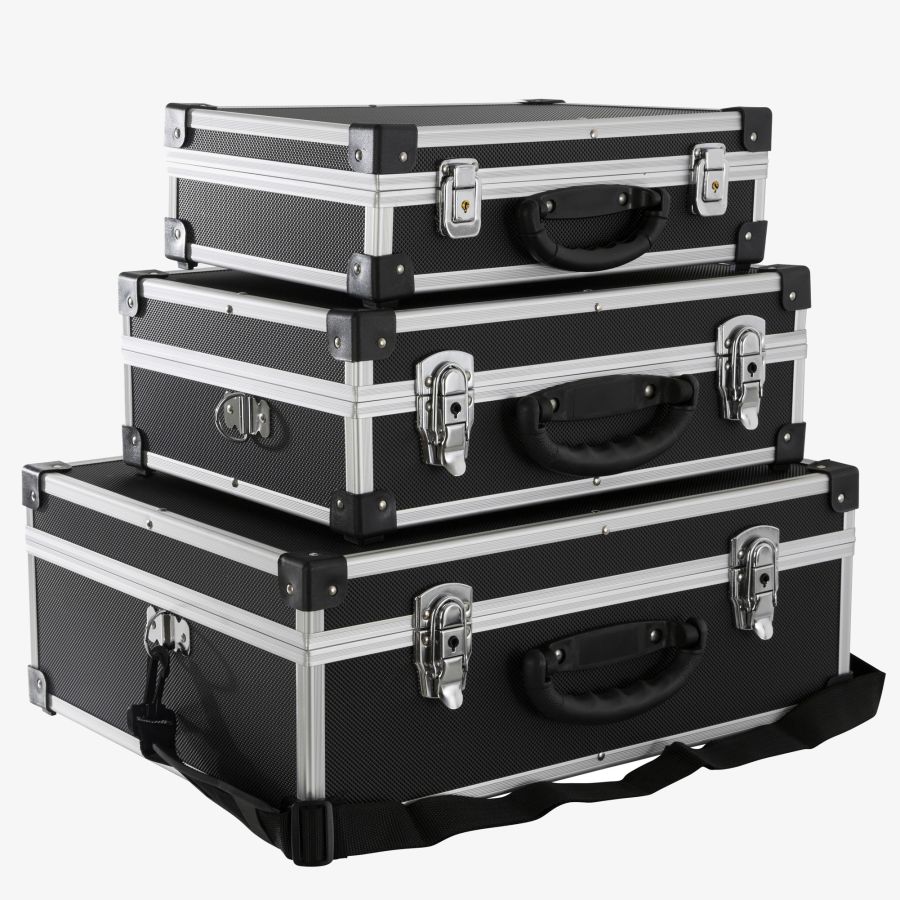 Set of 3 Aluminum Cases in black Small