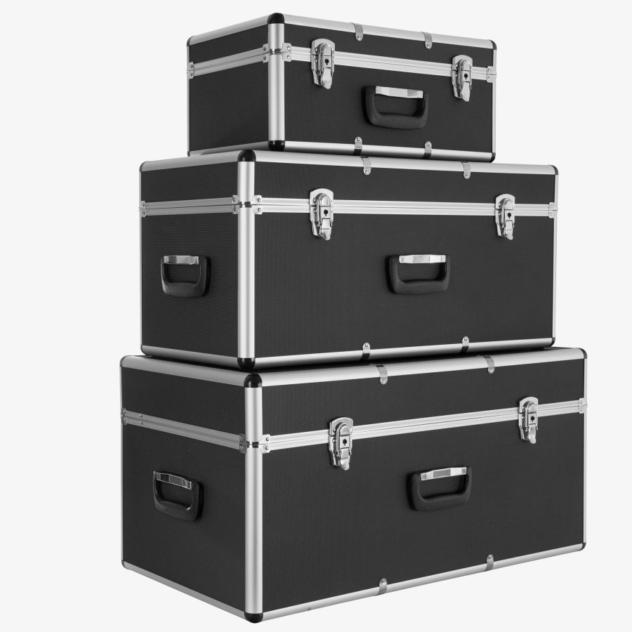 Set of 3 Aluminum Cases in black big