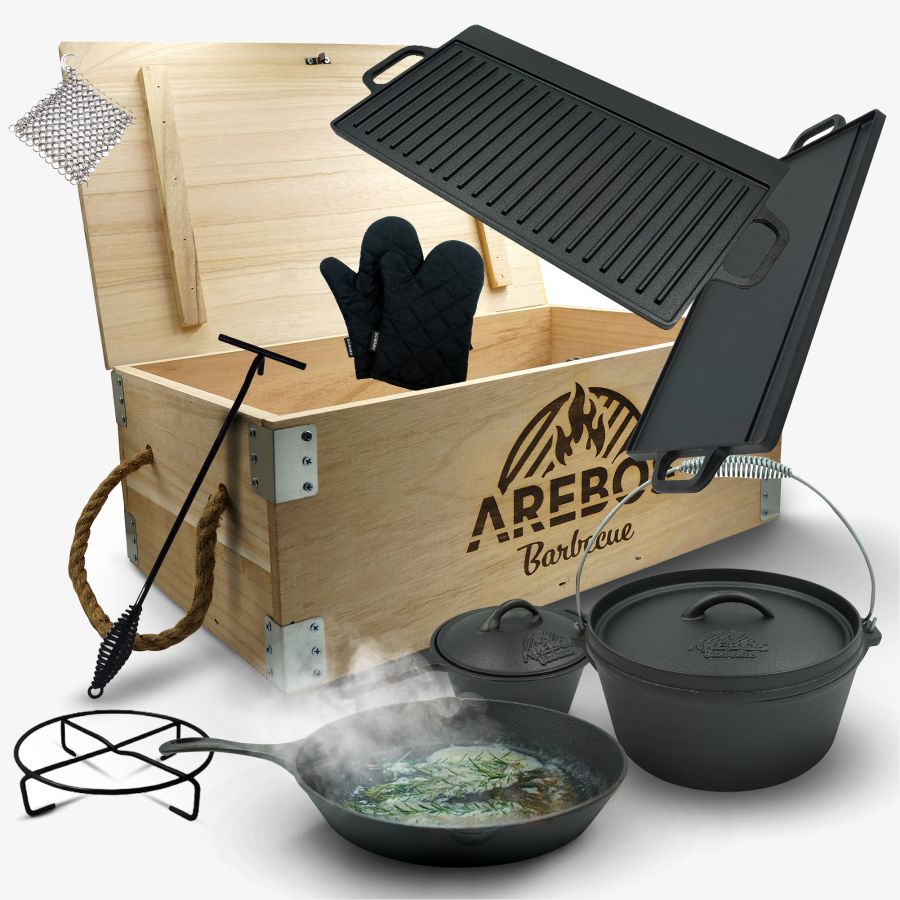 Dutch Oven Set 9 tlg. in Holzkiste
