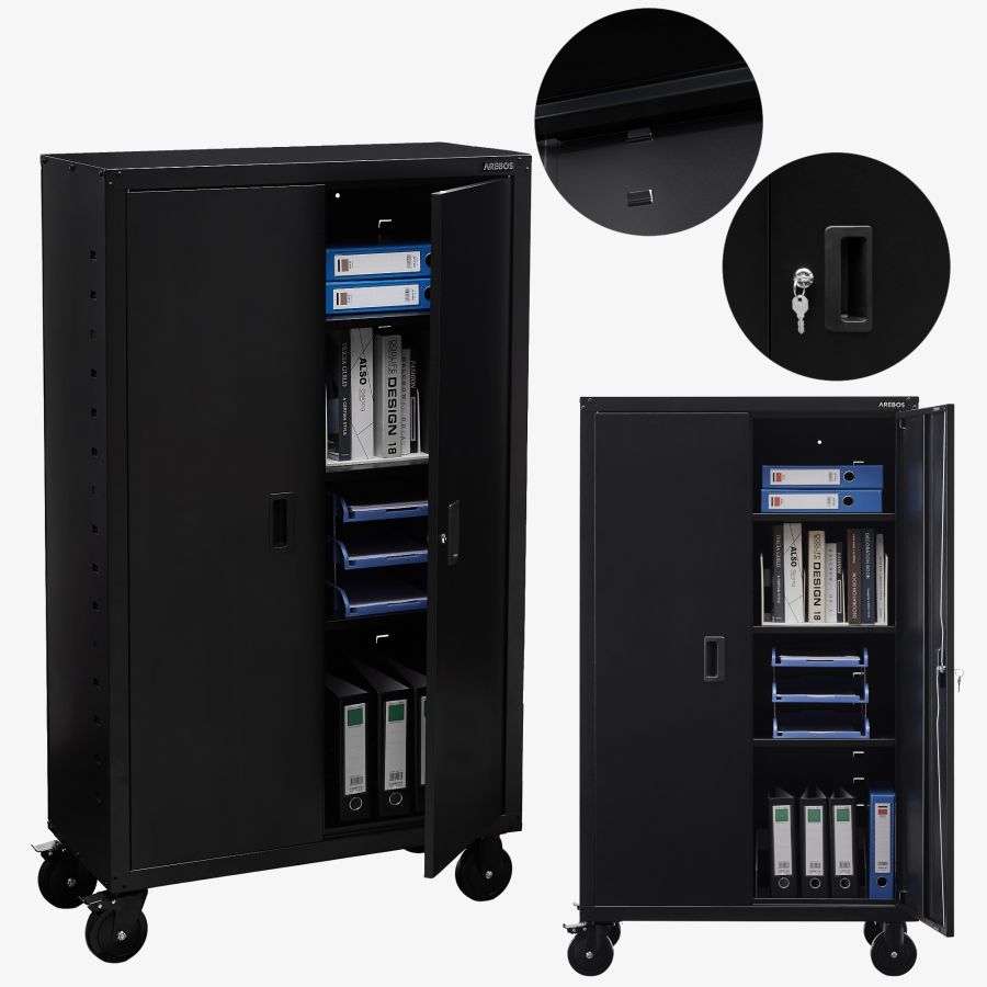 Filing cabinet _ Garage cabinet 155 x 90 x 40 cm with castors