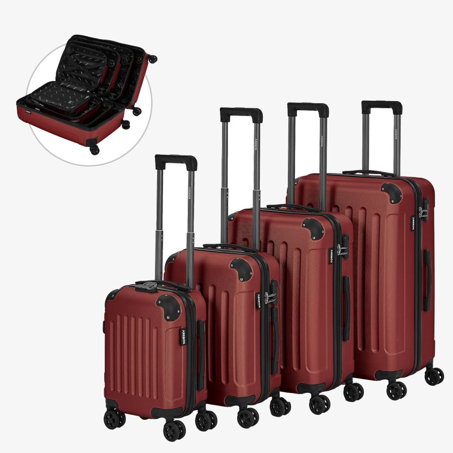 4 Piece Travel Case Set red