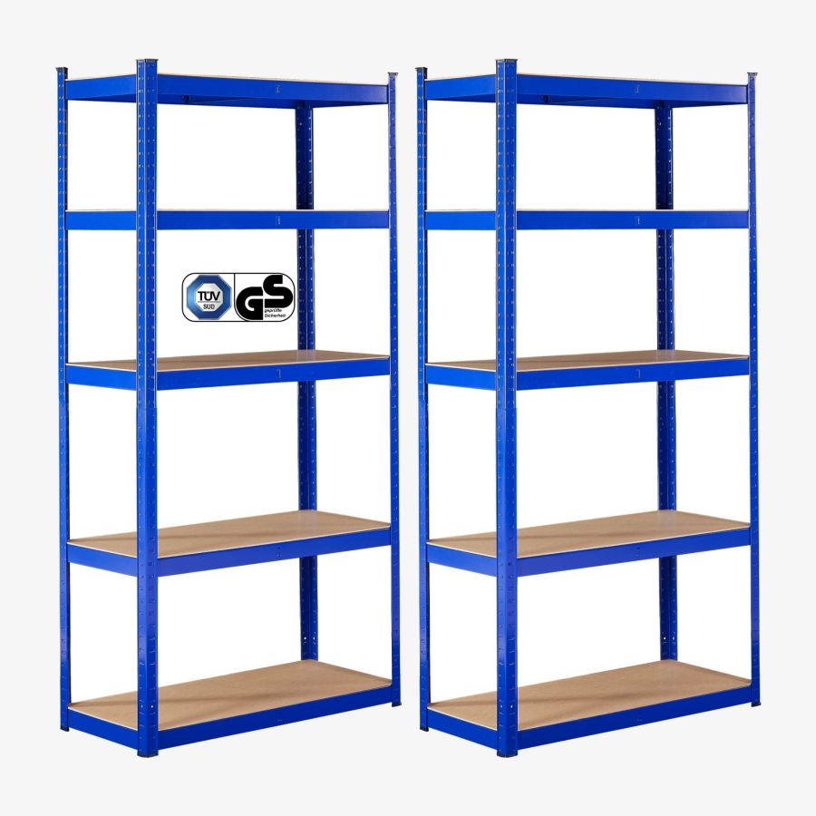 2x Heavy Duty Shelf 180 x 90 x 30 cm 875 kg - blue
