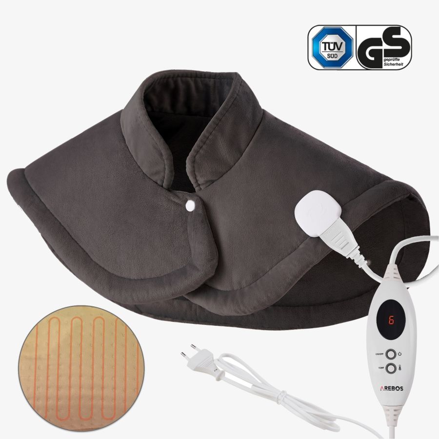 Electric heating pad for shoulders, neck and back